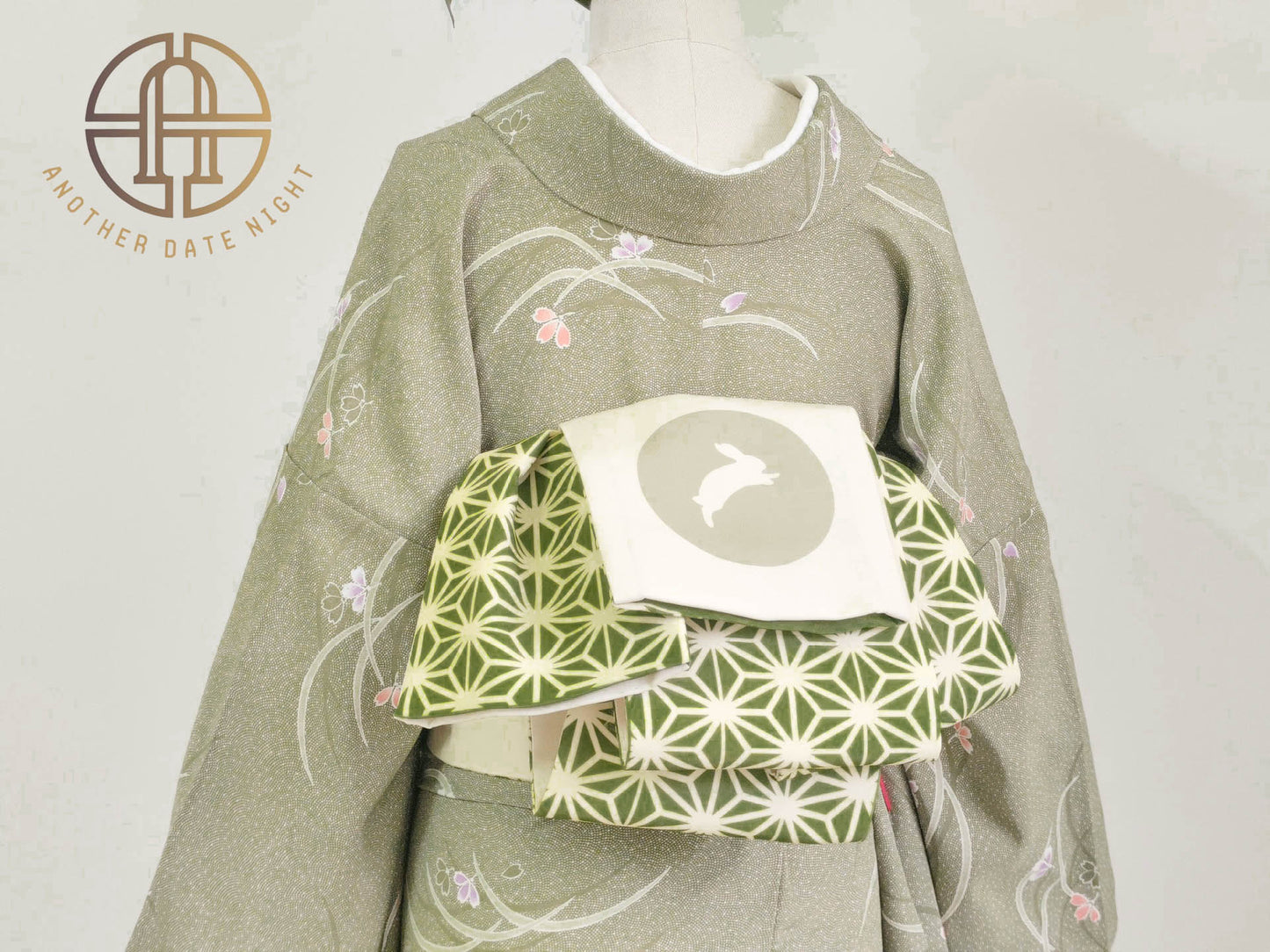 Japanese Traditional Asanoha Pattern Obi/Rabbit Pattern Obi/Double Sided Hanhaba Obi