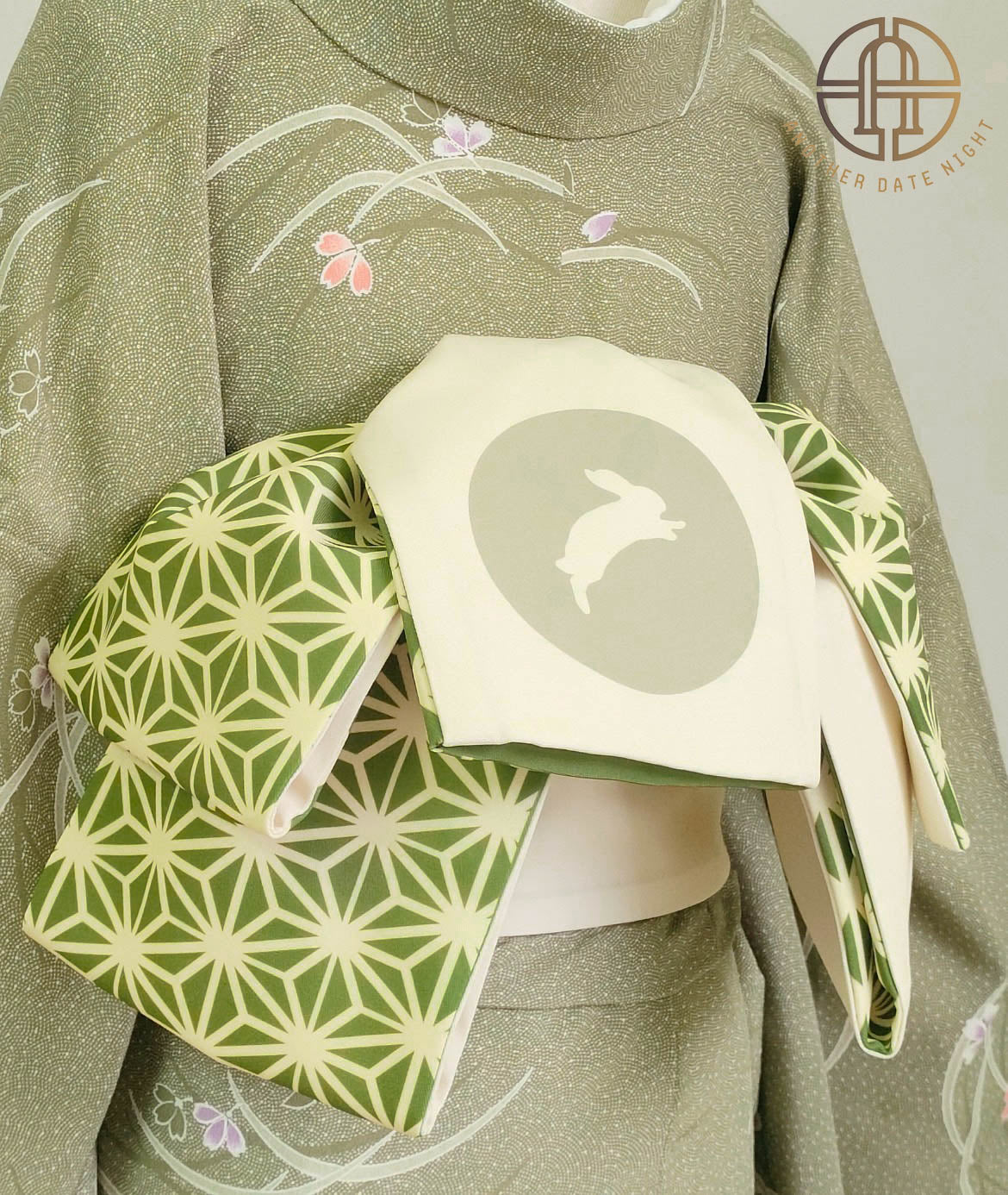 Japanese Traditional Asanoha Pattern Obi/Rabbit Pattern Obi/Double Sided Hanhaba Obi