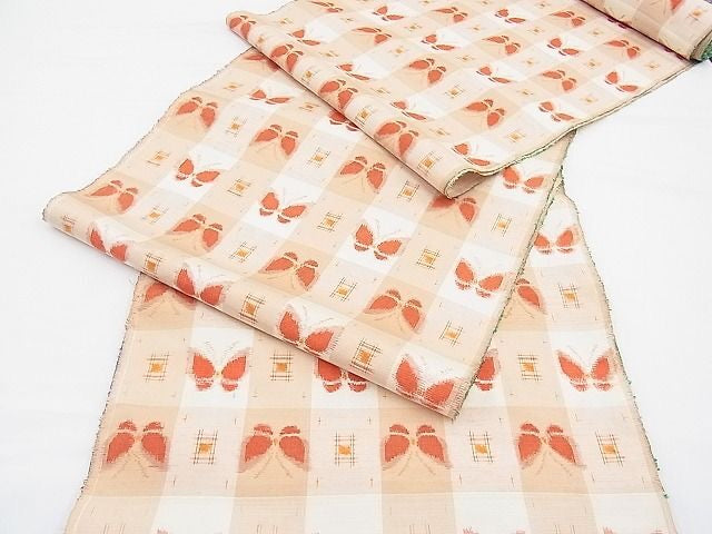 Rank A- Japanese Silk Kimono Fabric Roll/ Tsumugi Silk Complete Bolt/ Butterfly Pattern/ Finest Silk/ T01