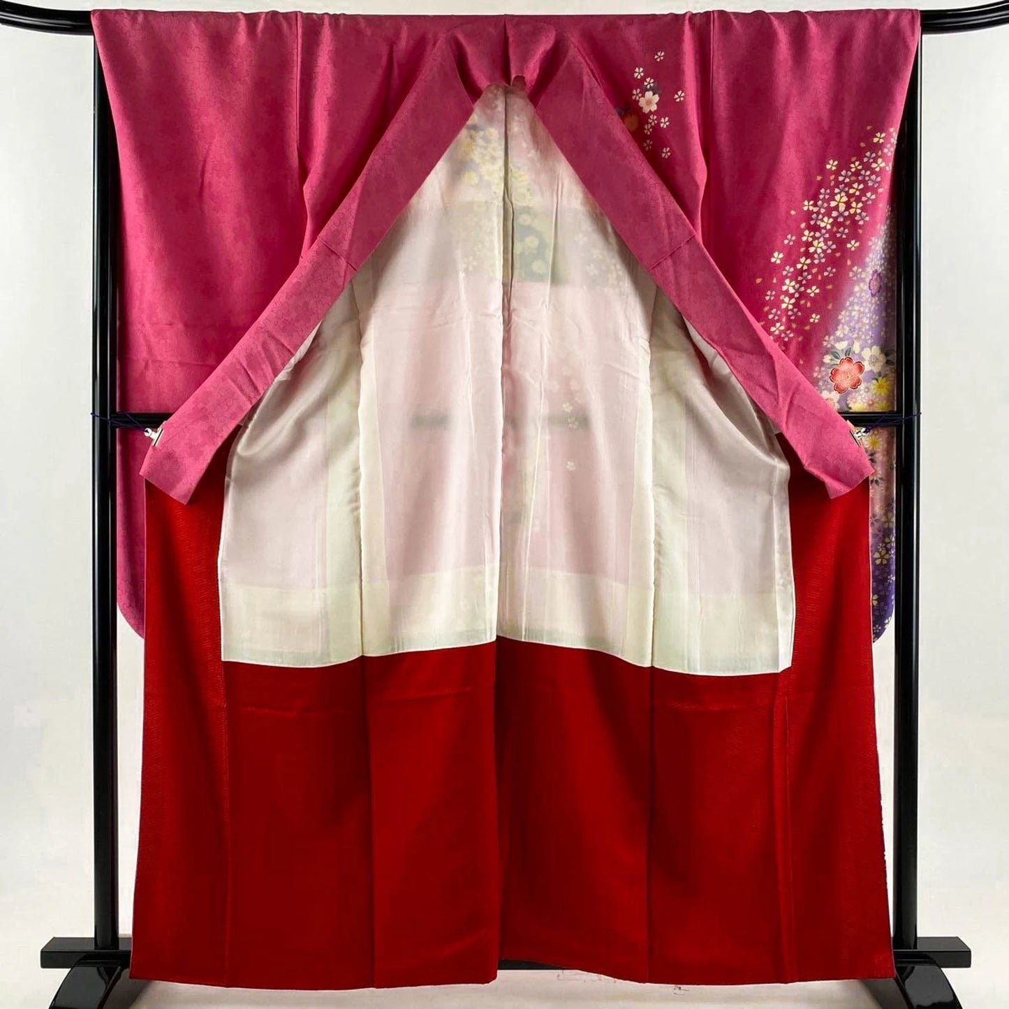Rank A+ Japanese Vintage SIlk Sakura Pink Furisode Kimono, B35