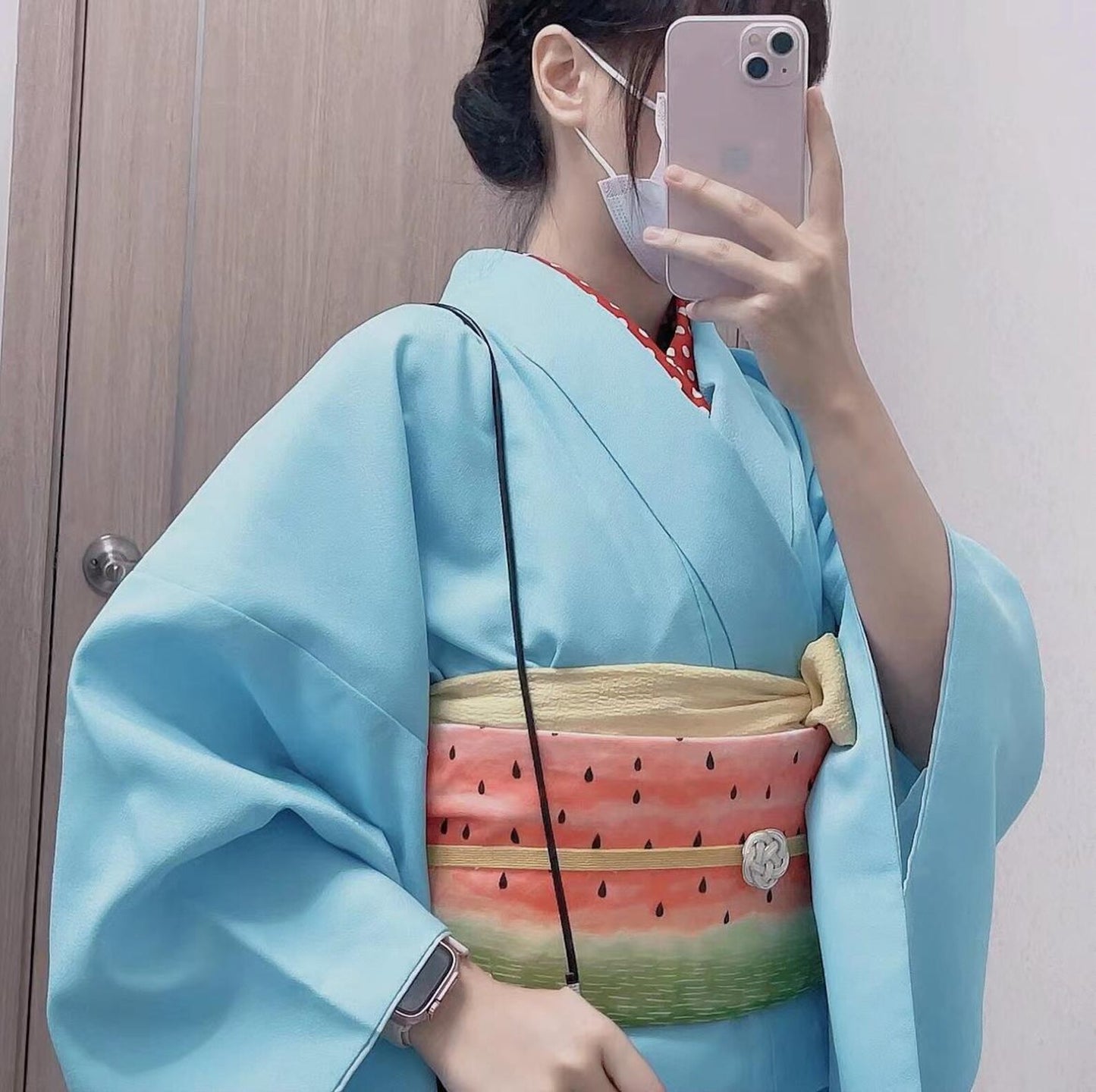 Watermelon Obi, Double Sided Hanhaba Obi Belt, Creative Obi
