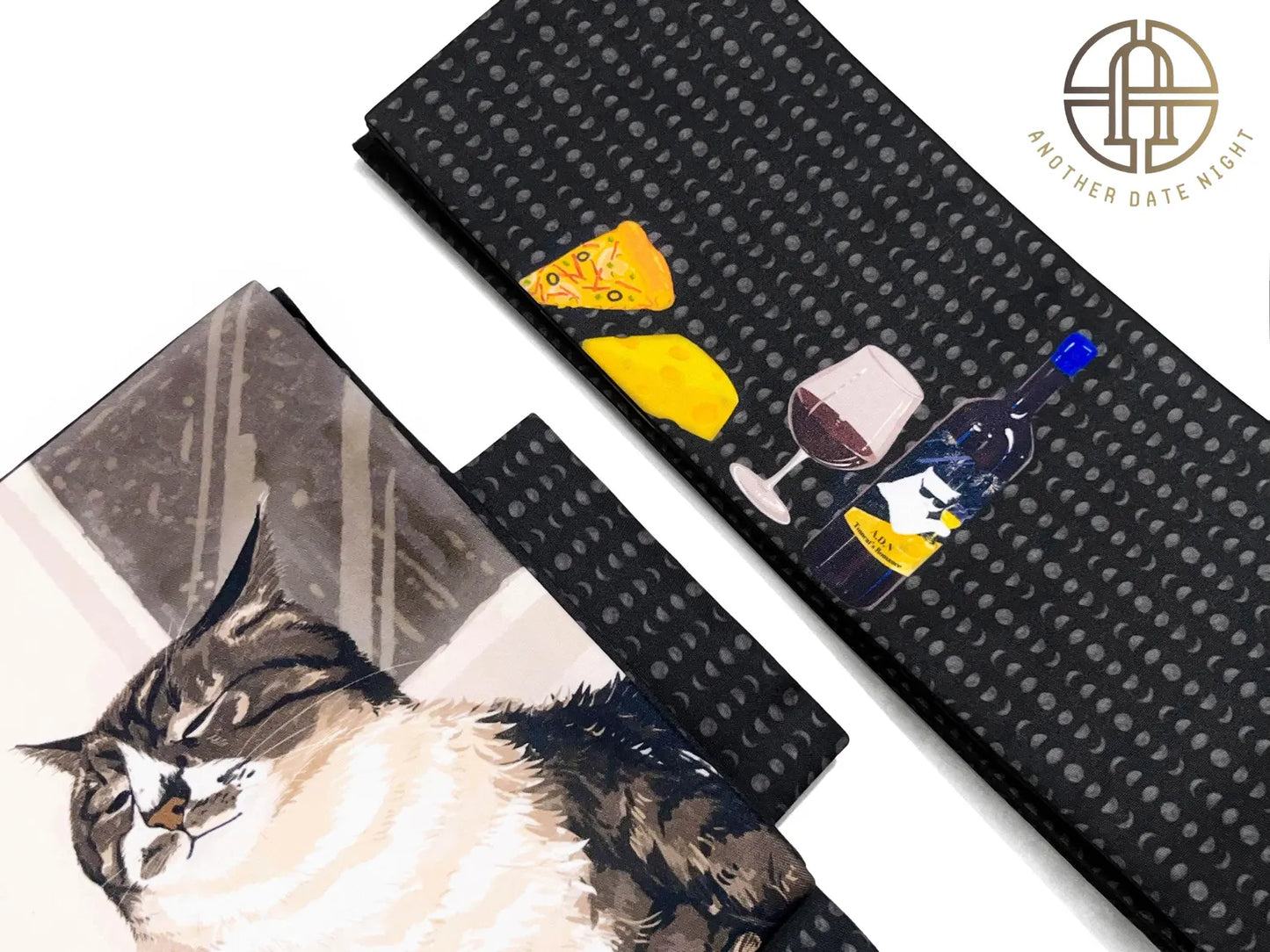 Red Wine World-Weary Cat, Easy Wear Obi, Pre-Tied