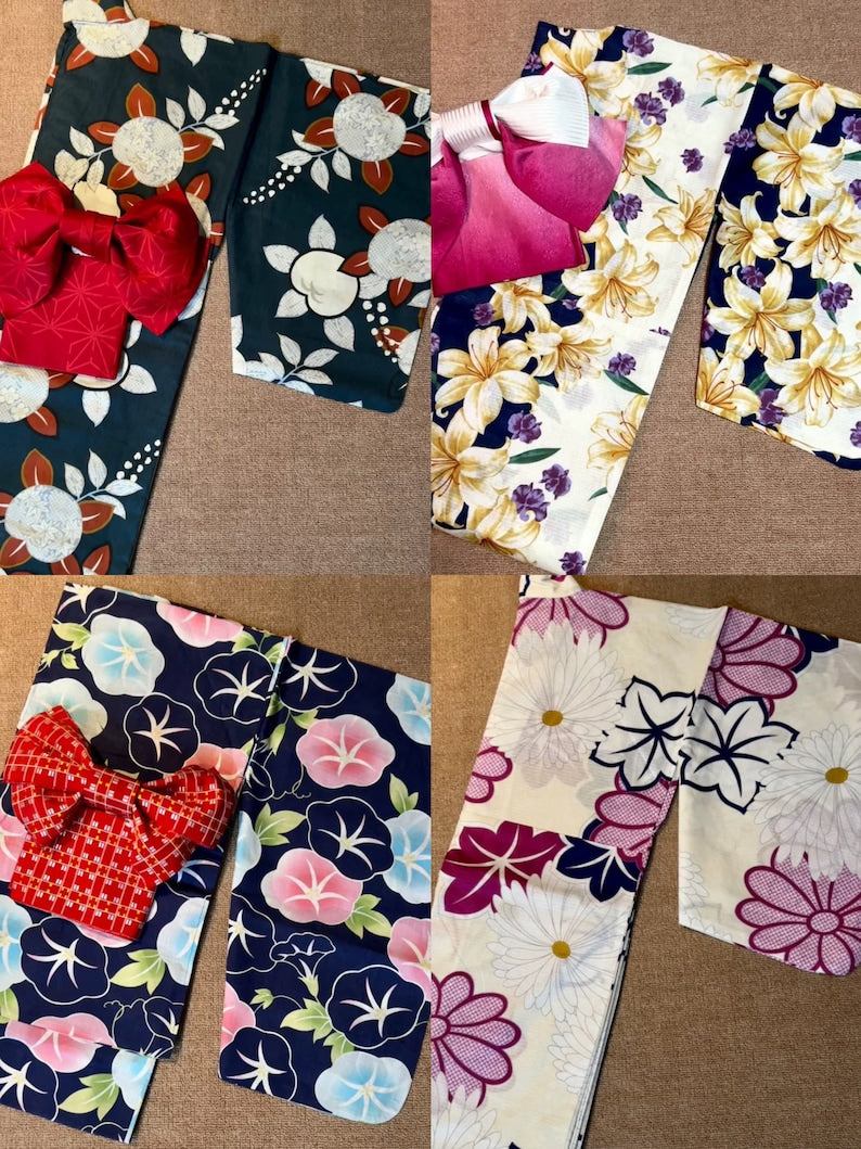 (Mystery Box)Women Summer Yukata set Blind Box- Yukata & Obi, Obijime, Sandals Set
