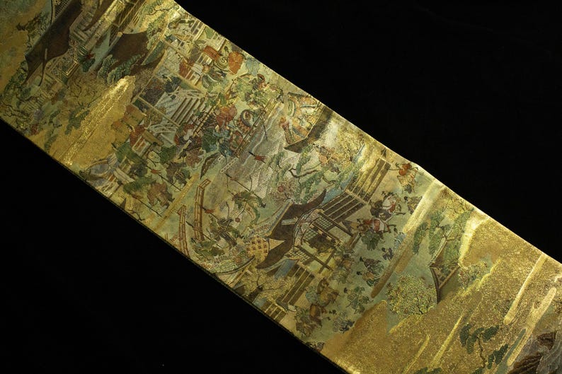 Rank A+ 100% Patterned Vintage Obi Belt/ Dynasty Scroll/ OB106
