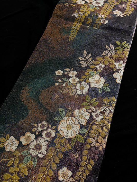 Rank A+ 100% Patterned Vintage Obi Belt/OB44