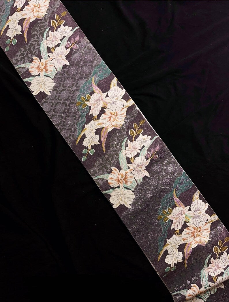Rank A+ 100% Patterned Vintage Obi Belt/ OB46