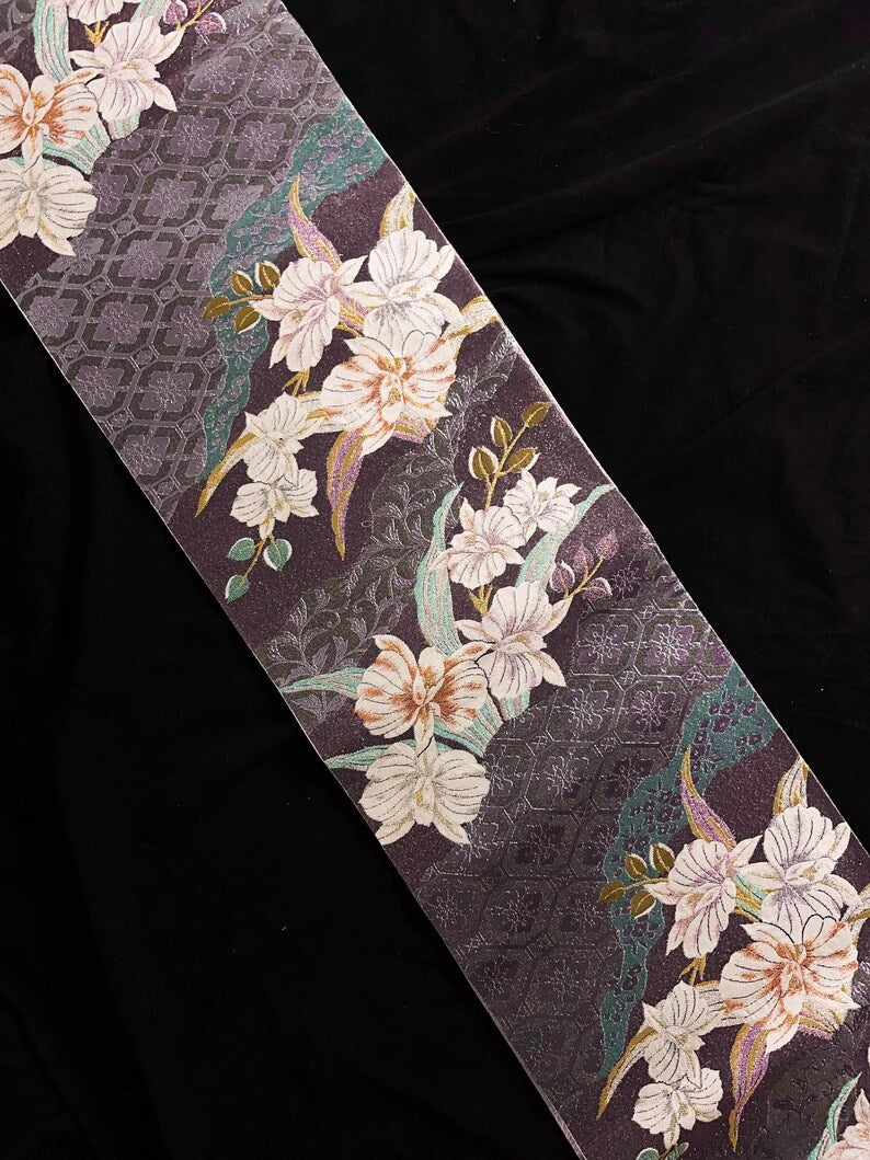Rank A+ 100% Patterned Vintage Obi Belt/ OB46