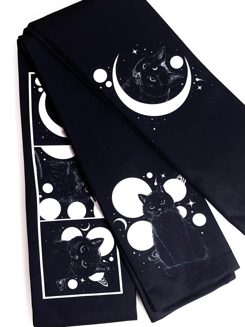 Cosmic Cat Hanhaba Obi Belt, Half Width Obi, Obi for Yukata