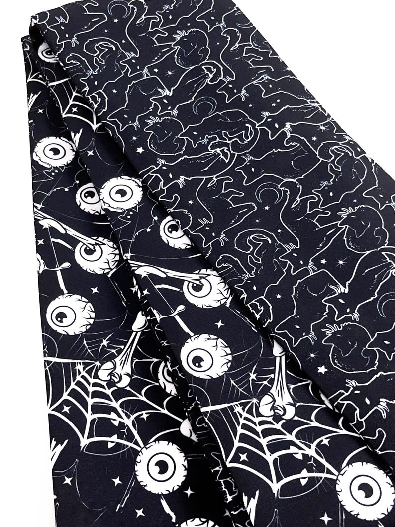 Cat and Eyeball Web Obi, Double Sided Hanhaba Obi Belt, Yukata Obi
