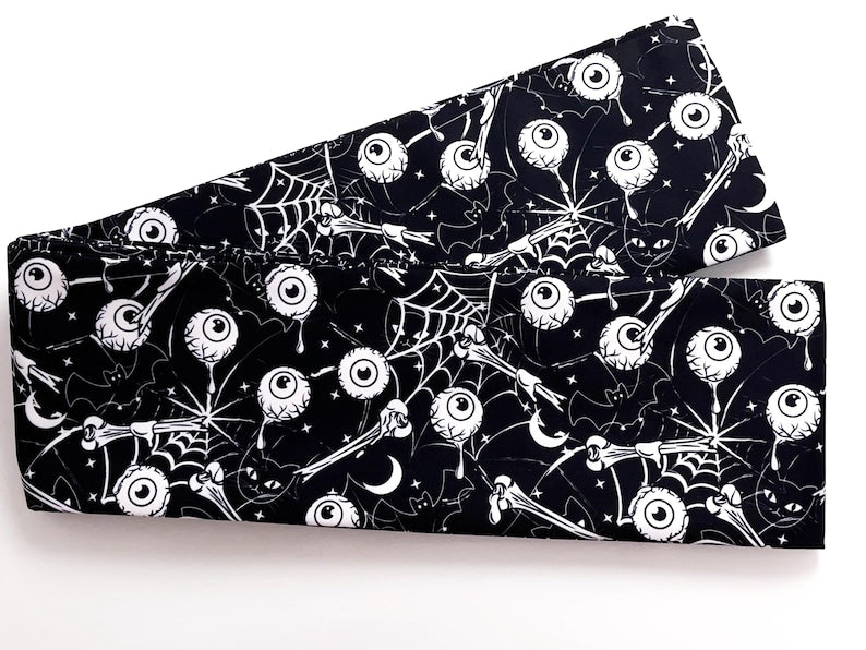 Cat and Eyeball Web Obi, Double Sided Hanhaba Obi Belt, Yukata Obi