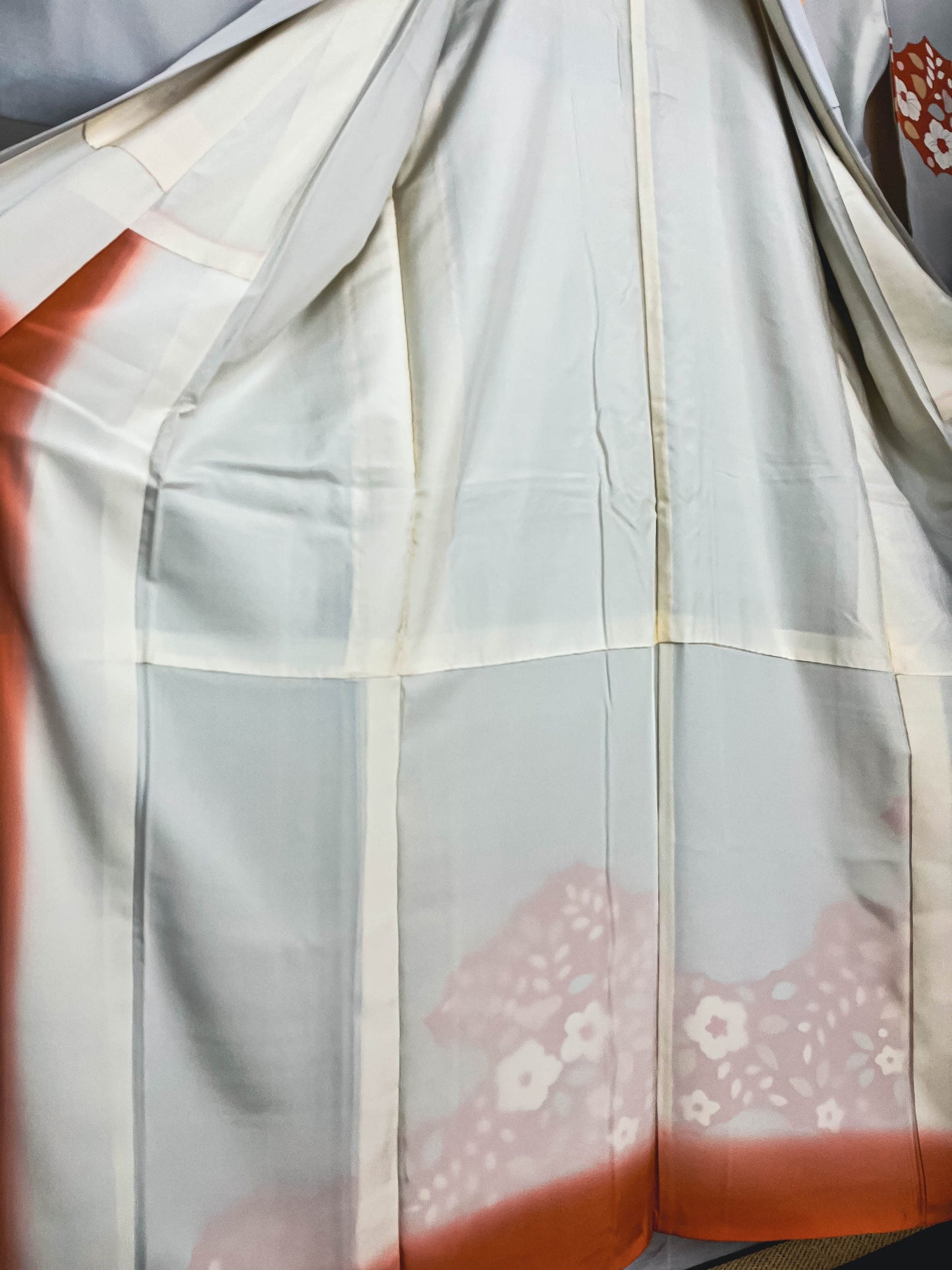 Vintage Grey Silk Tsukesage kimono, Rank A, A04