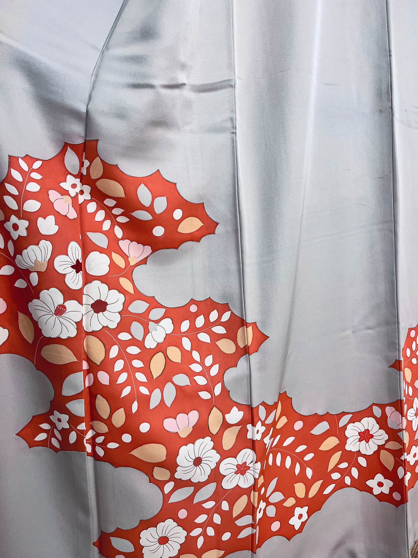 Rank A Tsukesage kimono, Grey Kimono, Silk Kimono, A04