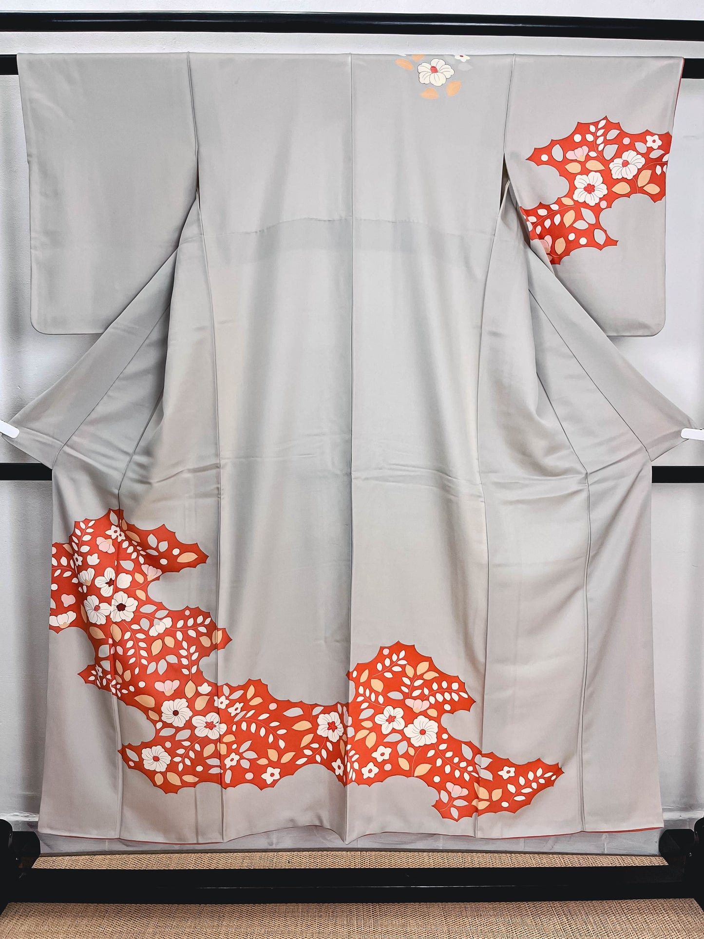 Rank A Tsukesage kimono, Grey Kimono, Silk Kimono, A04