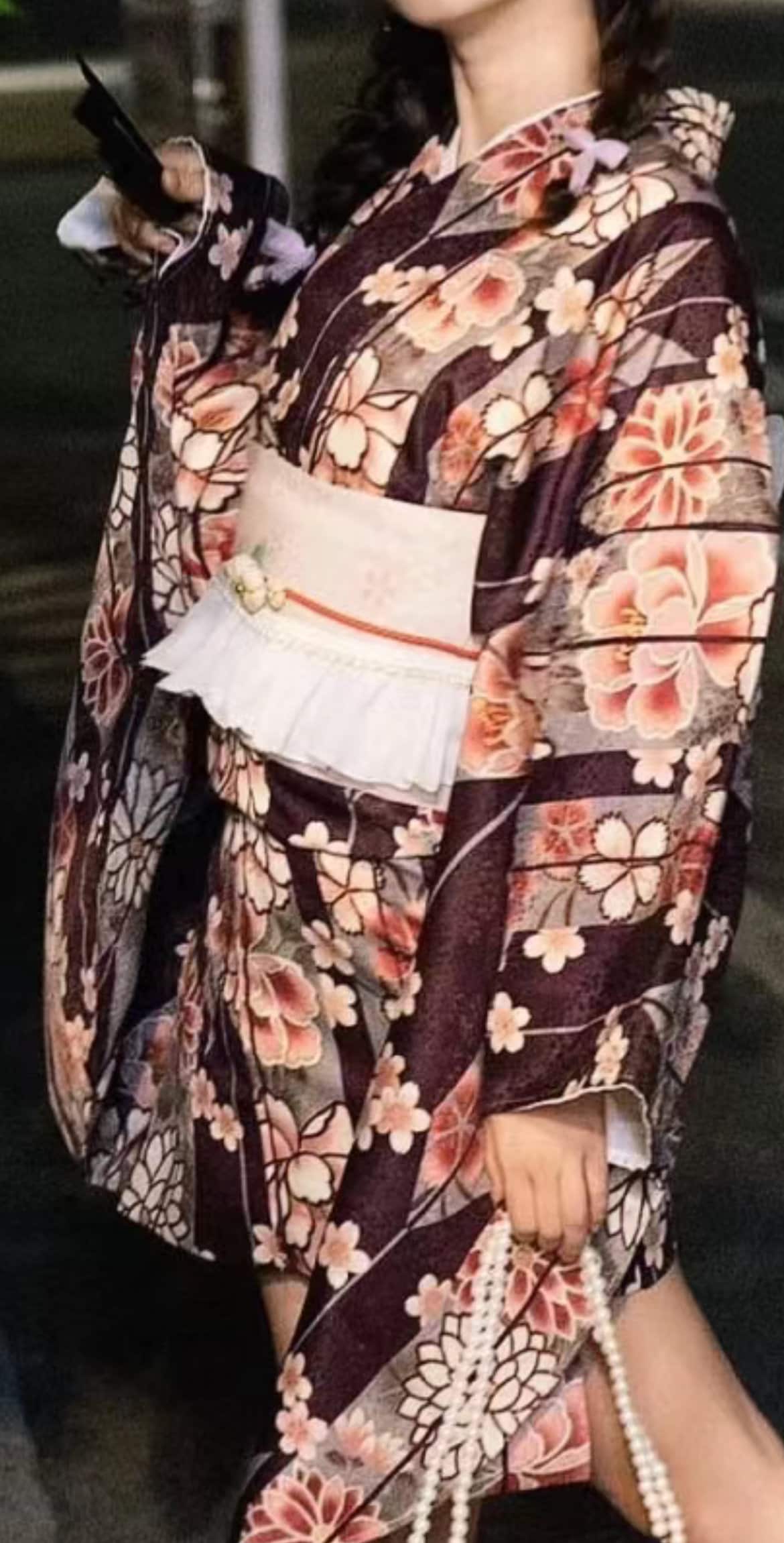 Purple Floral Kofurisode Kimono