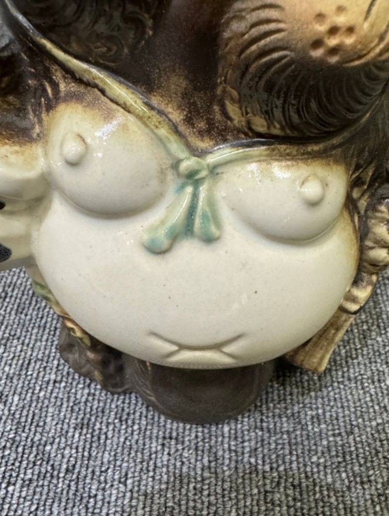 Vintage Tanuki Shigaraki yaki ware 2PCS Set, Tanuki Desk Decor, S03