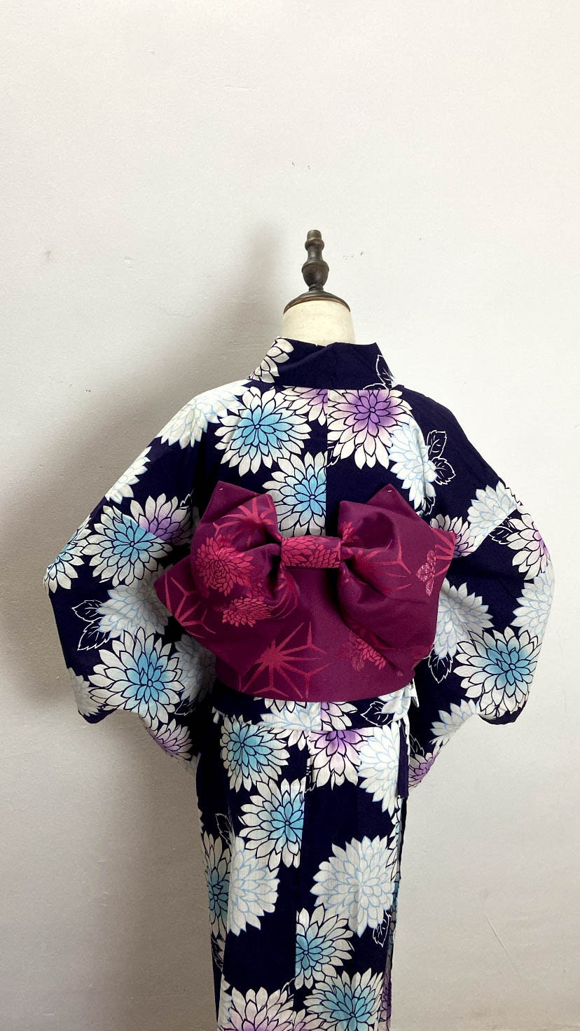 Purple Tsuke Obi, Pre-Tied Obi Belt, Easy Wear Obi Belt