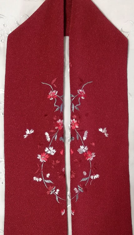Colored Shaded Red/Pink Han-eri Collar, Kimono Collar (180cm*15.5cm), with Embroidery, HAN02