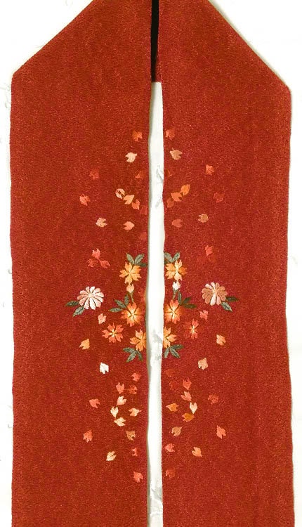 Colored Shaded Red/Pink Han-eri Collar, Kimono Collar (180cm*15.5cm), with Embroidery, HAN02