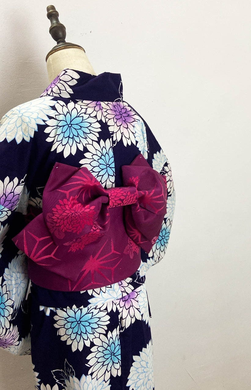 Purple Tsuke Obi, Pre-Tied Obi Belt, Easy Wear Obi Belt