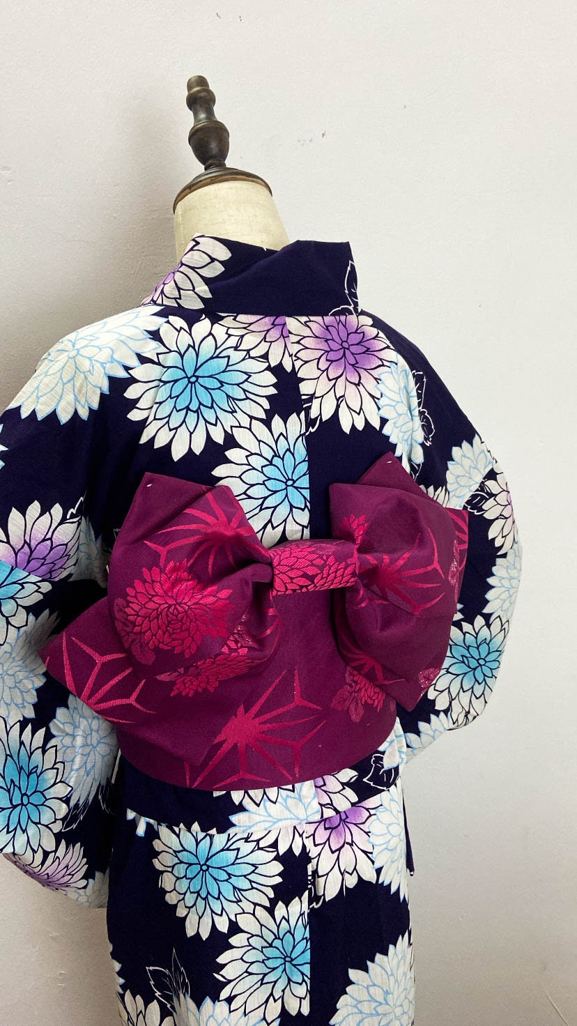Purple Tsuke Obi, Pre-Tied Obi Belt, Easy Wear Obi Belt