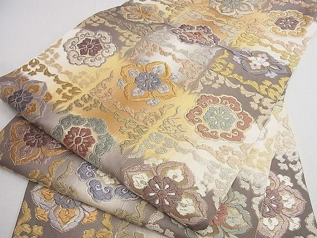 Vintage Floral Silk Obi Belt - Japanese Kimono Sash (OB97)