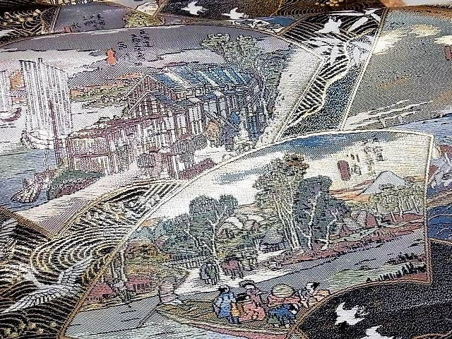 Rank A+ 100% Patterned DOUBLE SIDED Vintage Obi Belt/ The 53 Stations of the Tōkaidō
