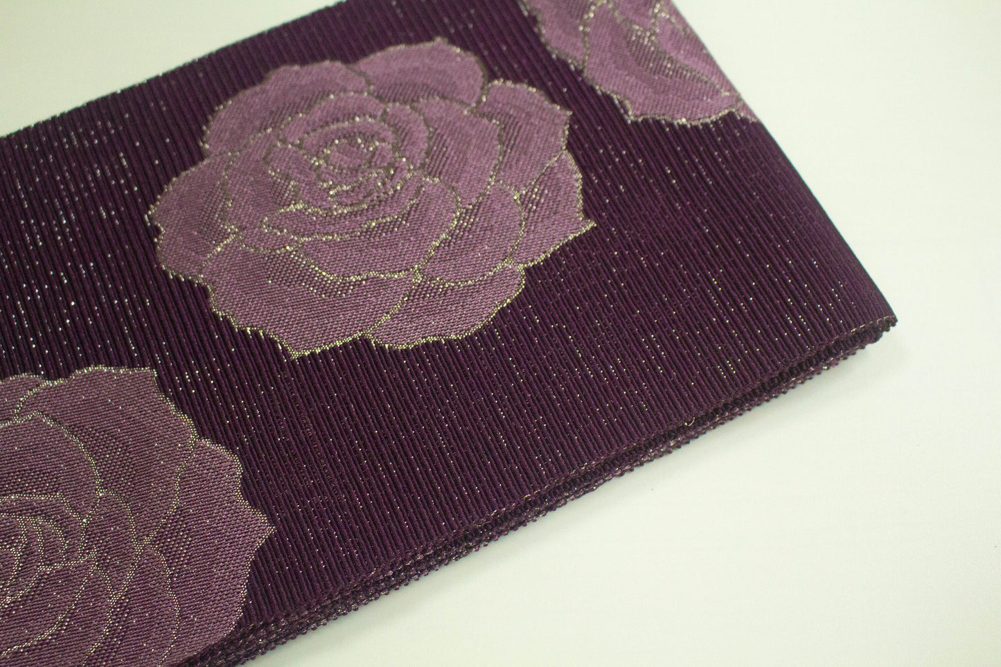 Japanese Hanhaba Obi Rose Pattern, Traditional Hanhaba Obi for Yukata/Komon