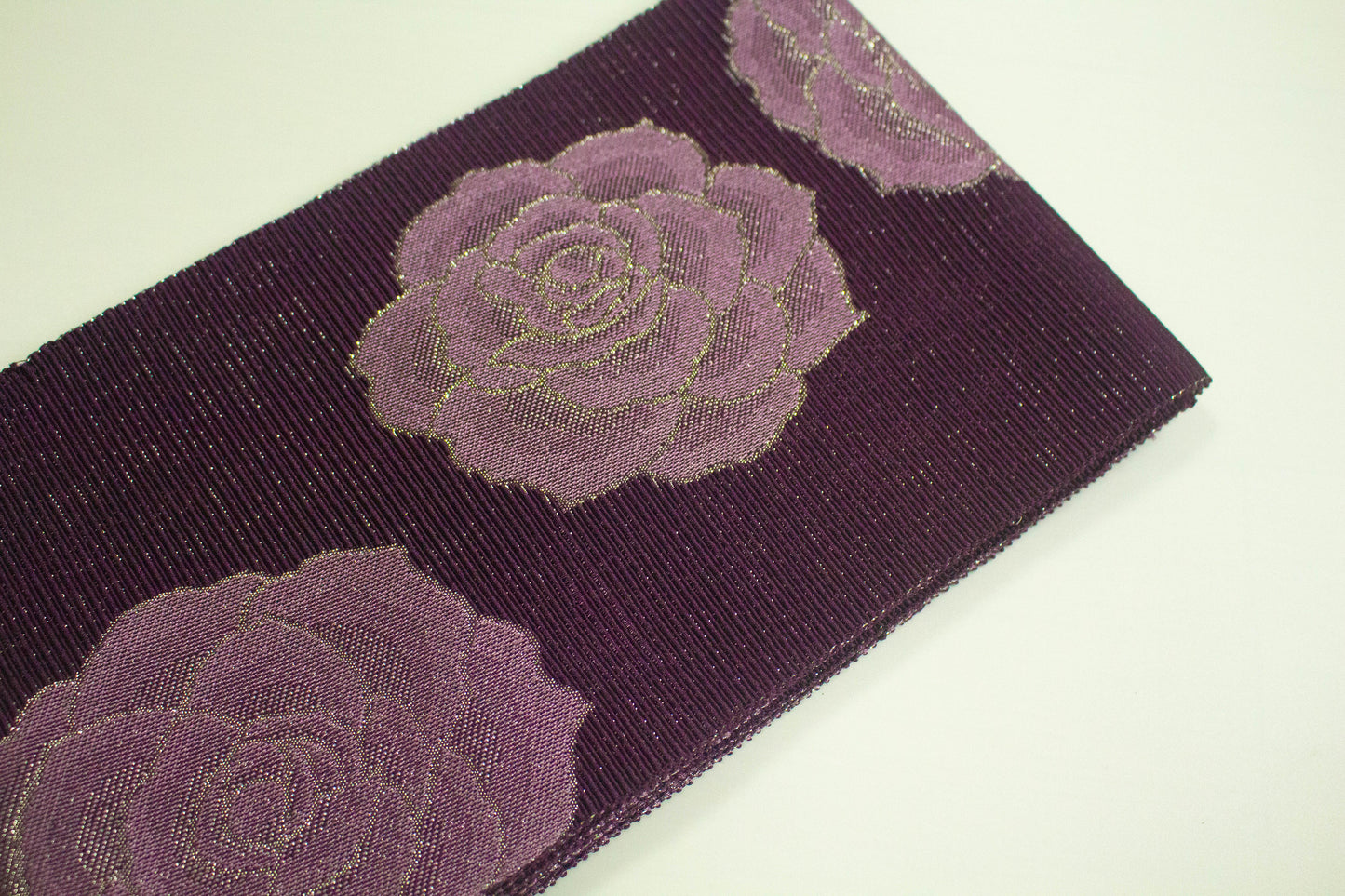 Japanese Hanhaba Obi Rose Pattern, Traditional Hanhaba Obi for Yukata/Komon
