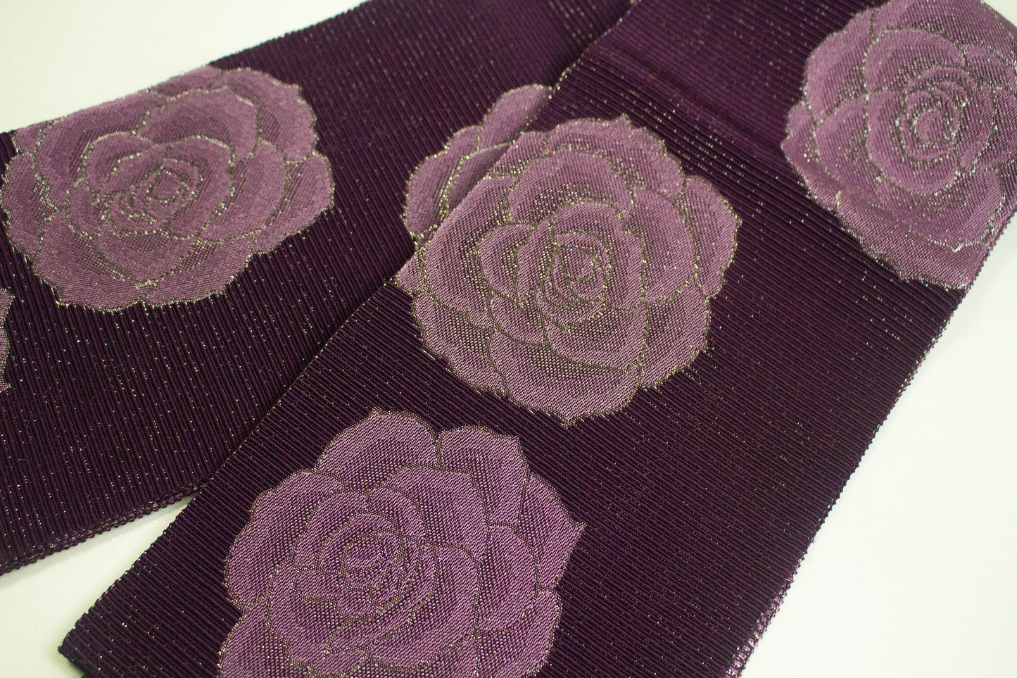 Japanese Hanhaba Obi Rose Pattern, Traditional Hanhaba Obi for Yukata/Komon
