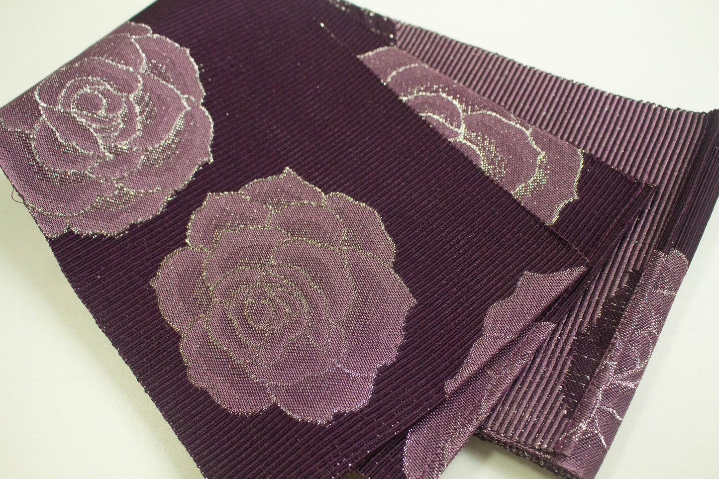 Japanese Hanhaba Obi Rose Pattern, Traditional Hanhaba Obi for Yukata/Komon