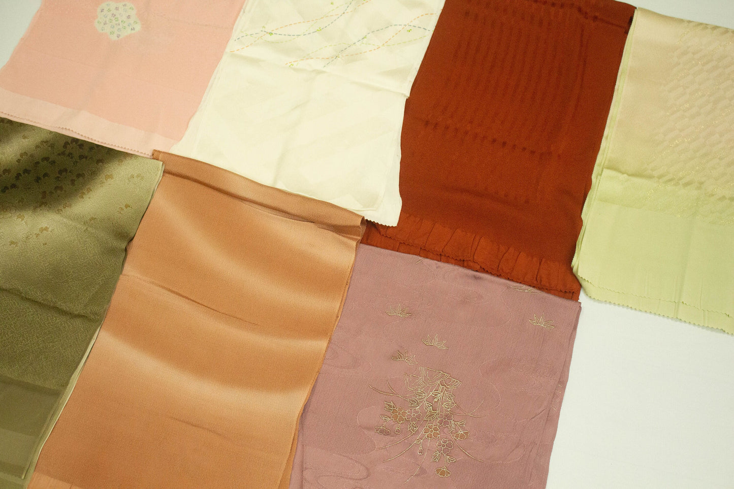 Vintage Silk Obiage Collection: 7PCS Kimono Sash Set, Set C