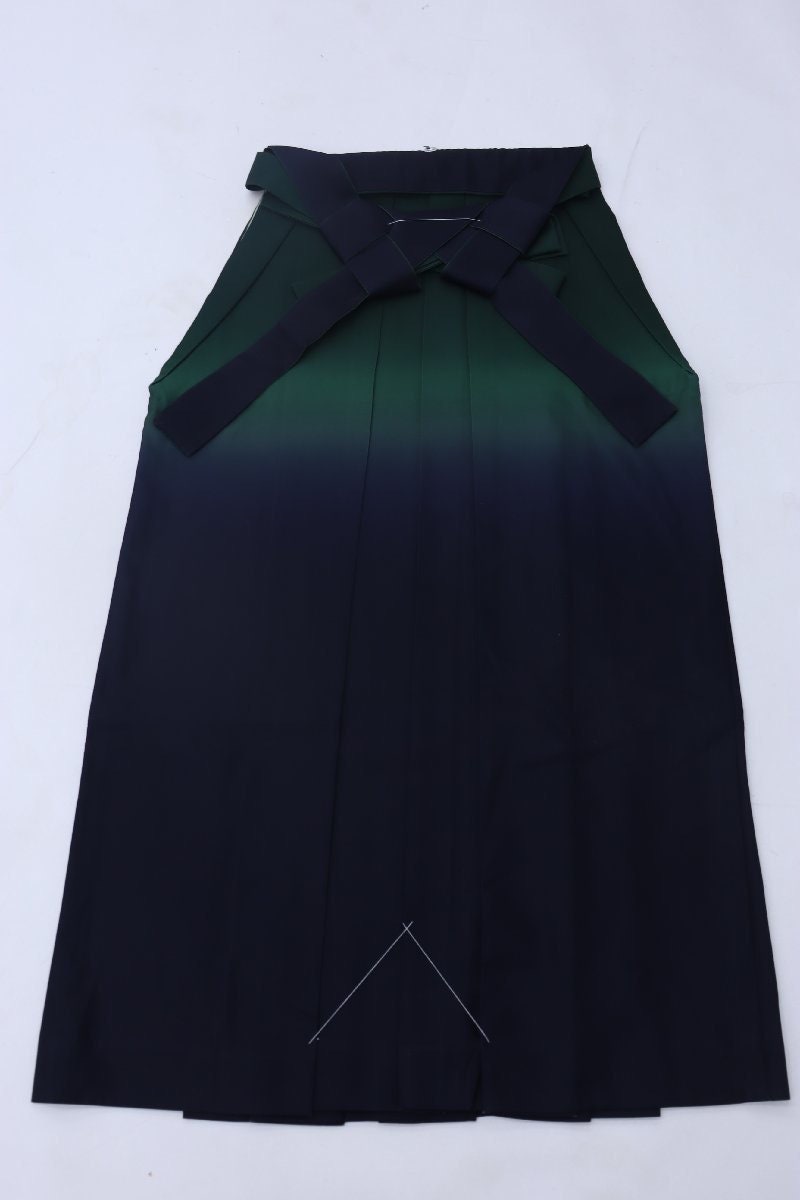Vintage Women's Gradient Green Embroidered Traditional Hakama Skirt, 95CM