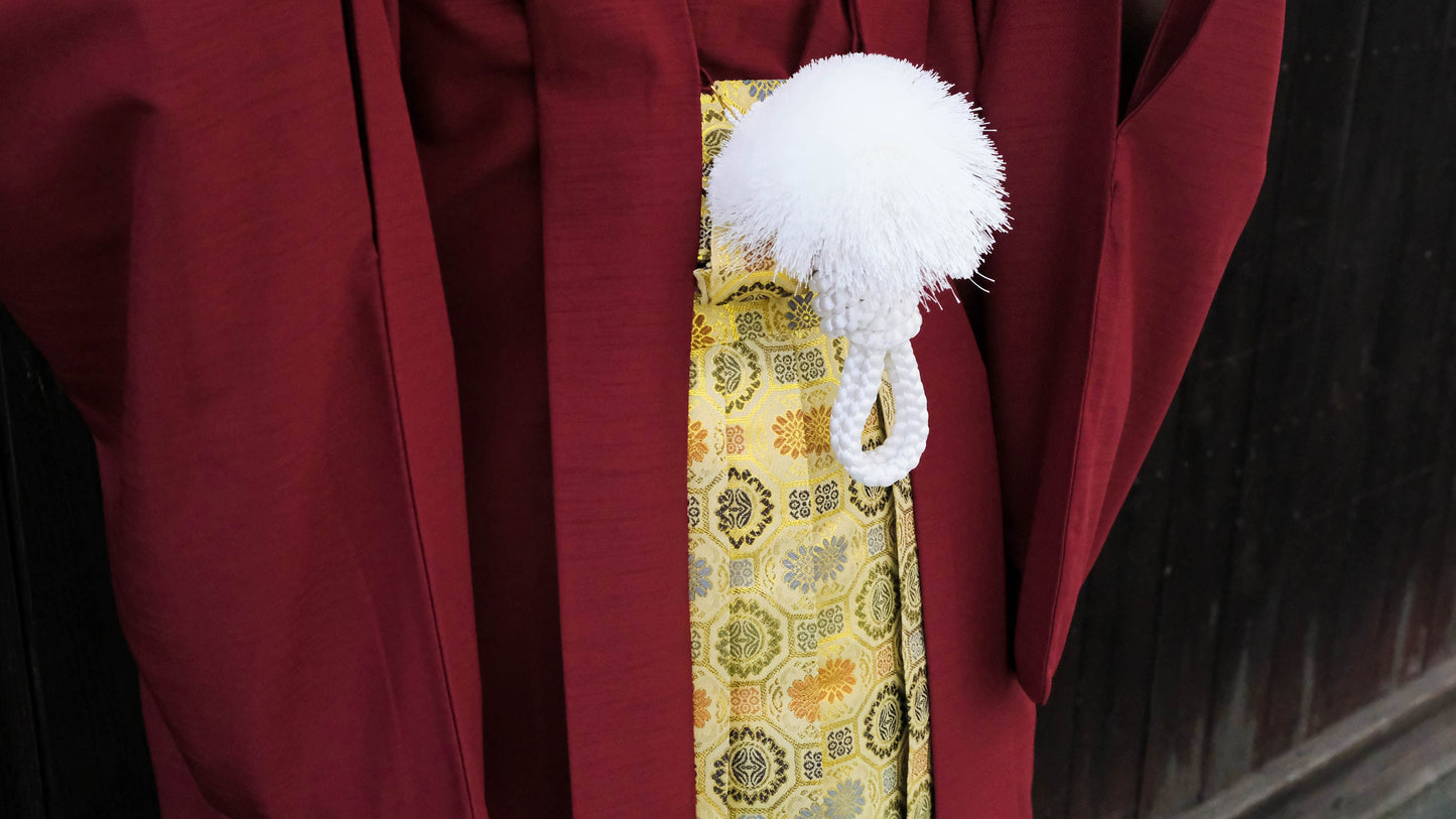 Traditional Men's Kimono 3PCS Set - Maroon
