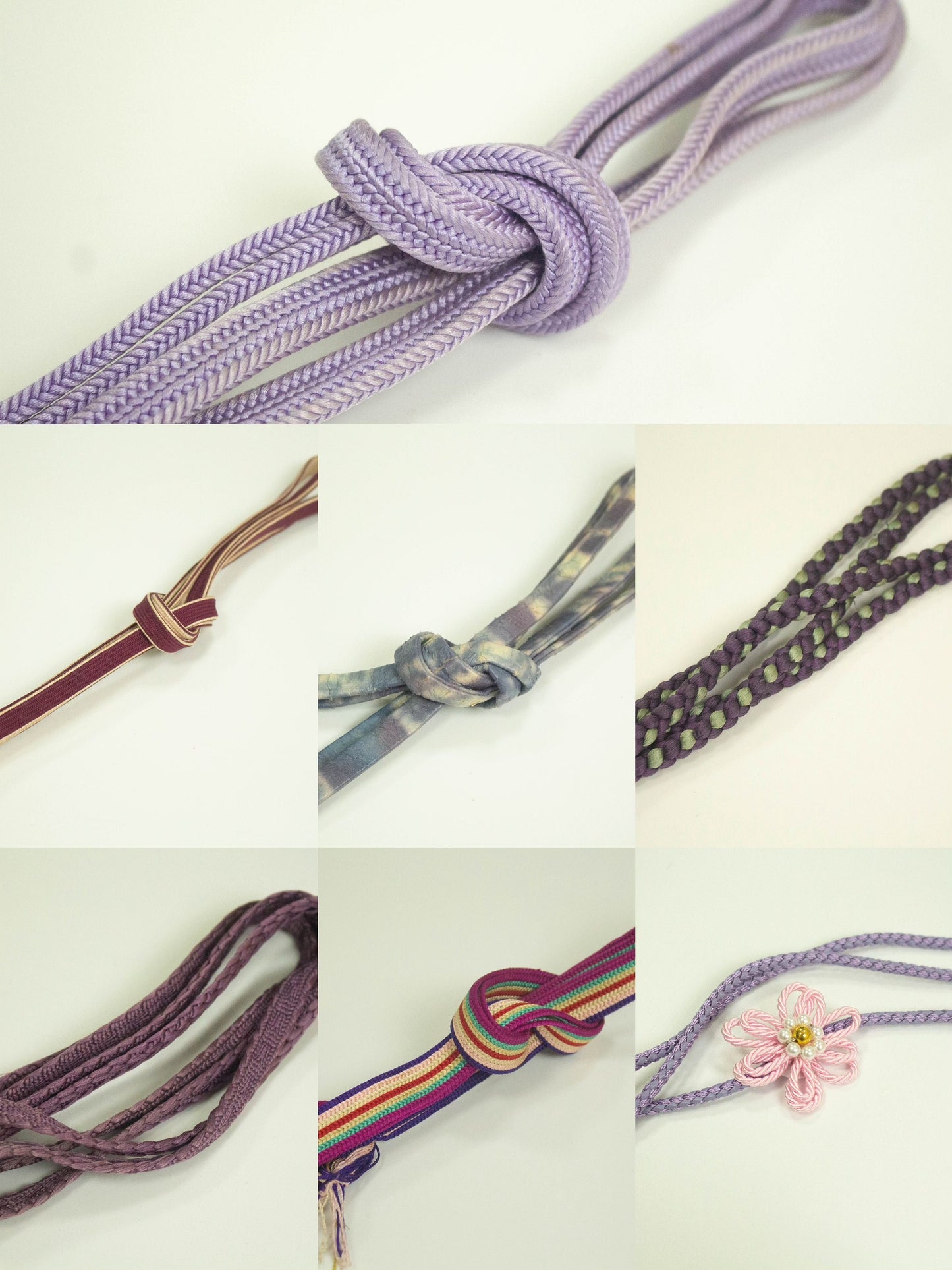 Purple Kimono Obijime Cord: Japanese Kimono Belt, Set B Option 5