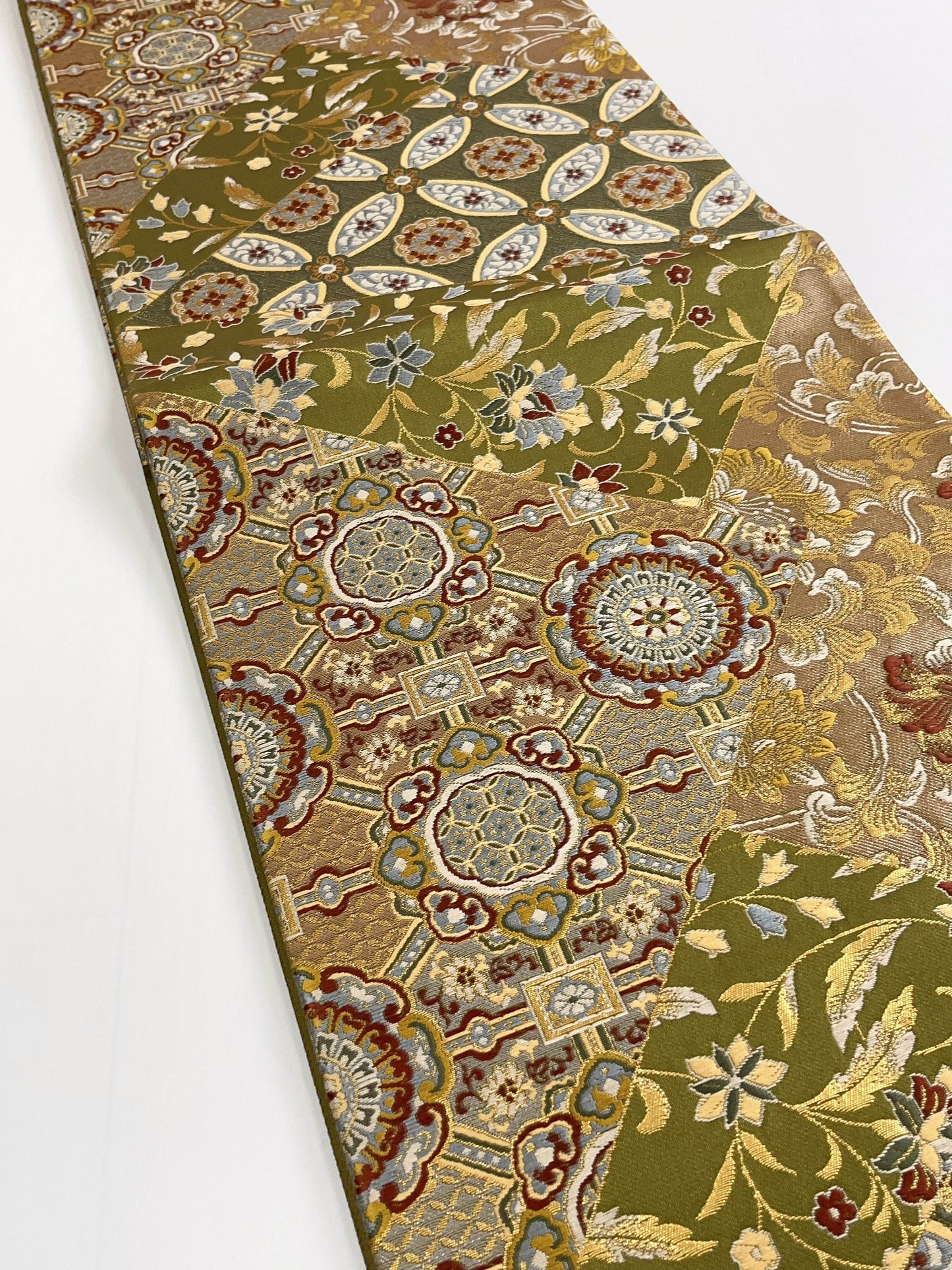 Rank S/A+ Vintage Green Fukuro Obi/Silk Kimono Obi, OB001