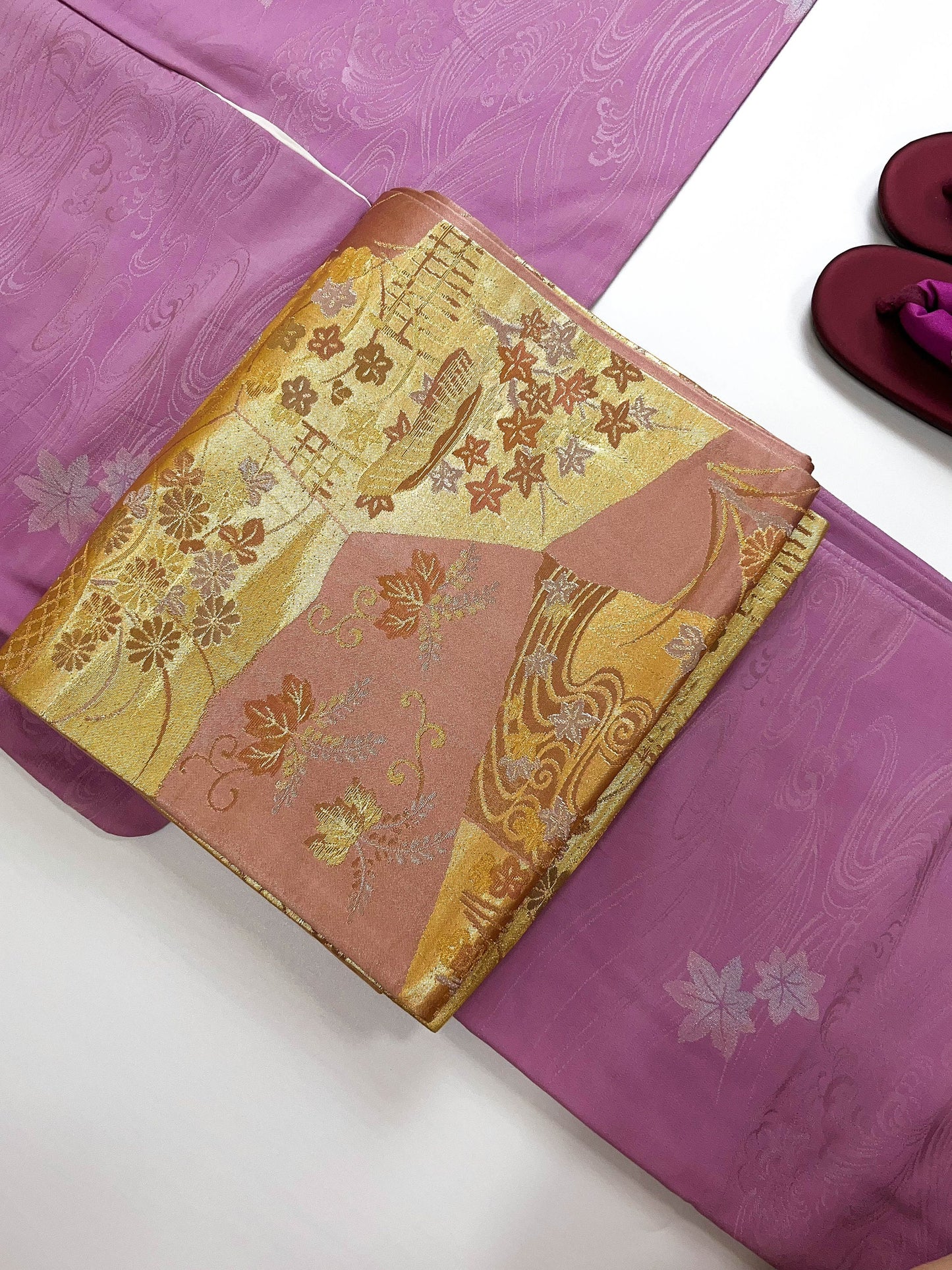 Rank A-/B+ Fukuro Obi/Silk Kimono Obi/ Vintage Obi/M17