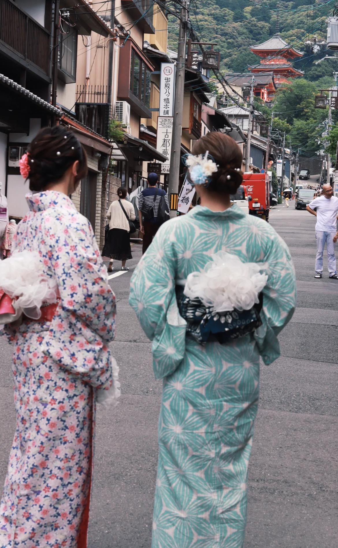 Japanese Floral Yukata Set with Easy Wearing Obi, JL019