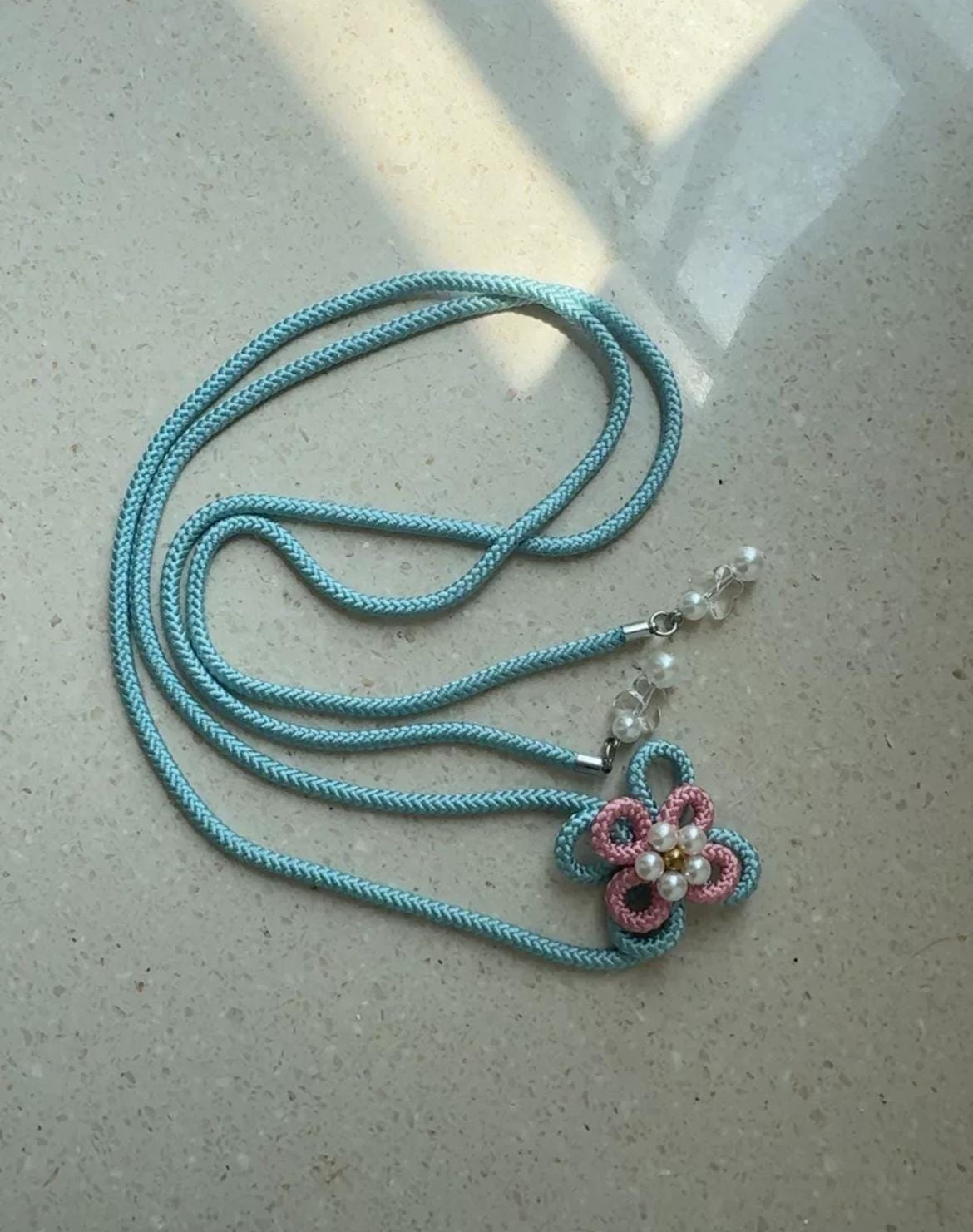Cute Floral Objime/ Blue Obijime / Japanese Kimono Cord / Obijime Cord / Japanese Kimono Accessories/ Obi Fastener
