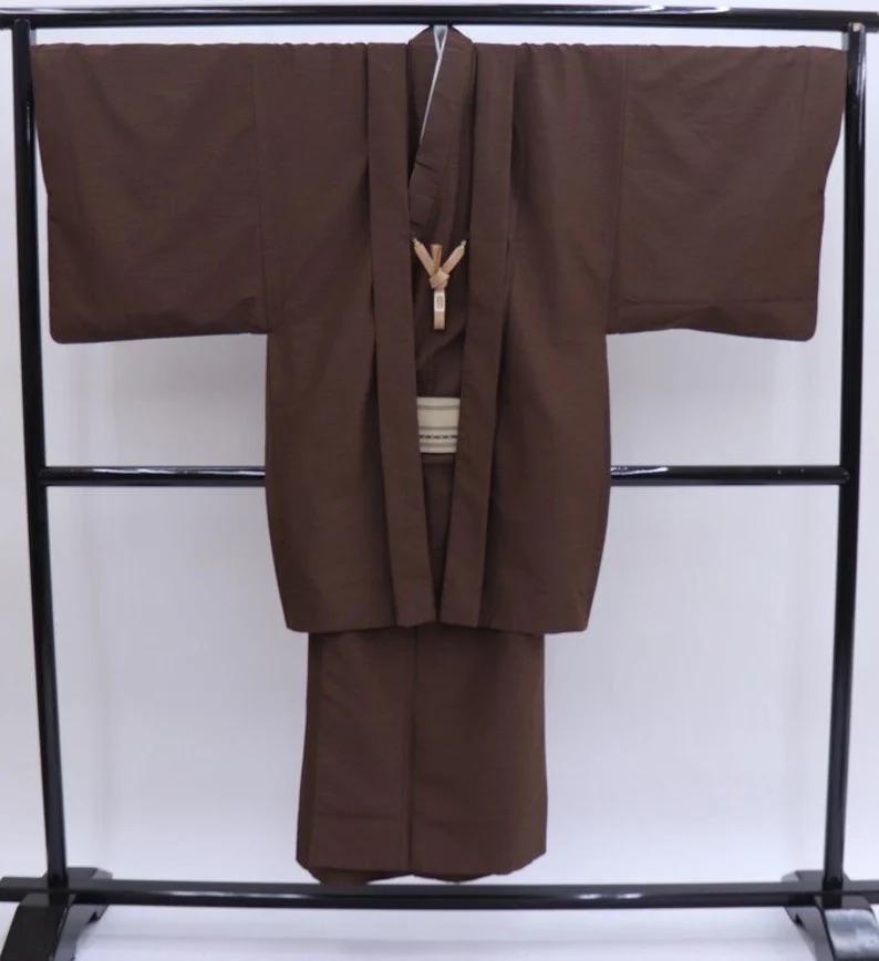 Custom-Fit Men's Kimono Set: Traditional Japanese Nagagi & Haori Jacket