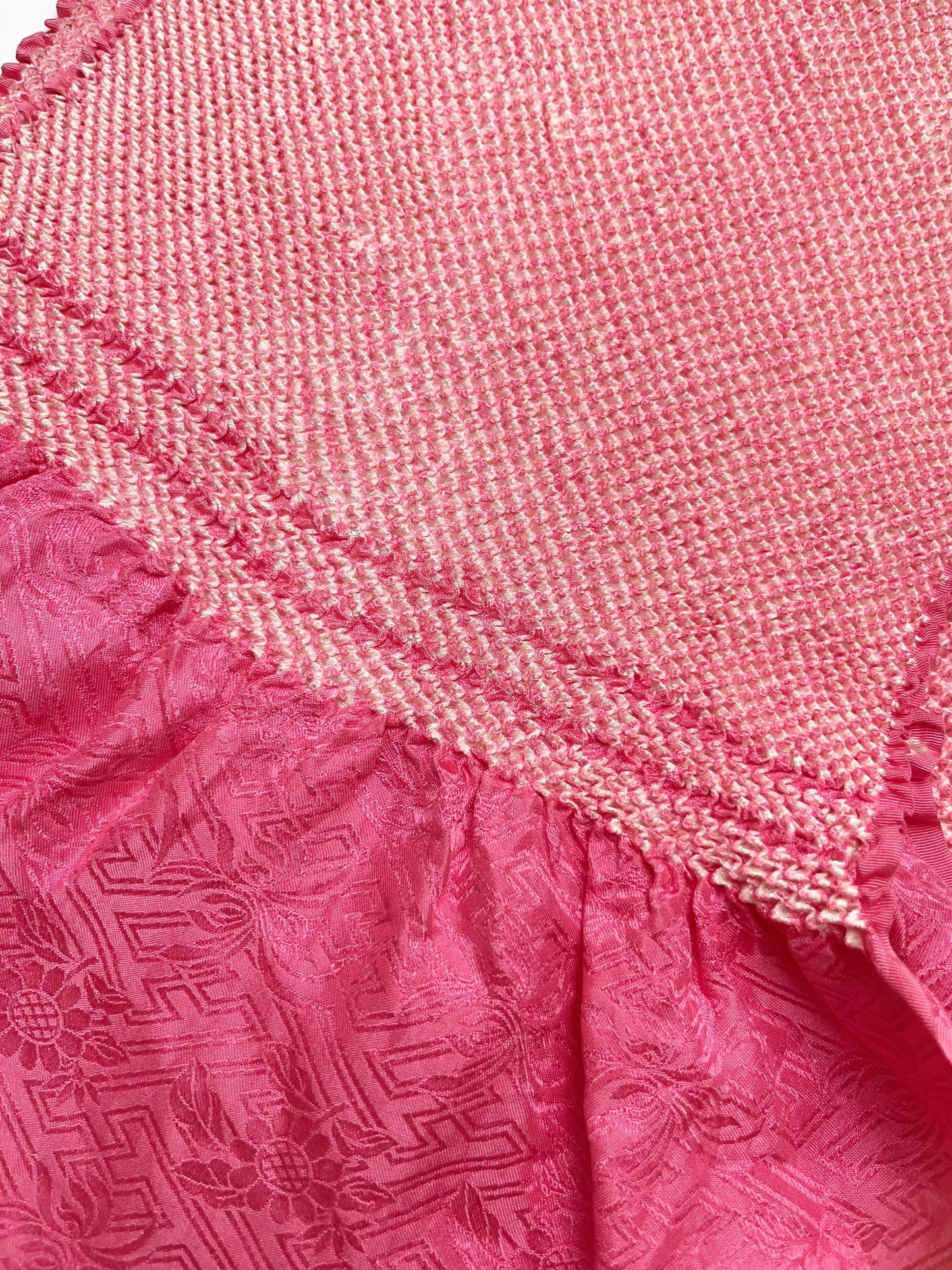 Rank A+ Vintage Pink Color Silk Obiage/ 17B