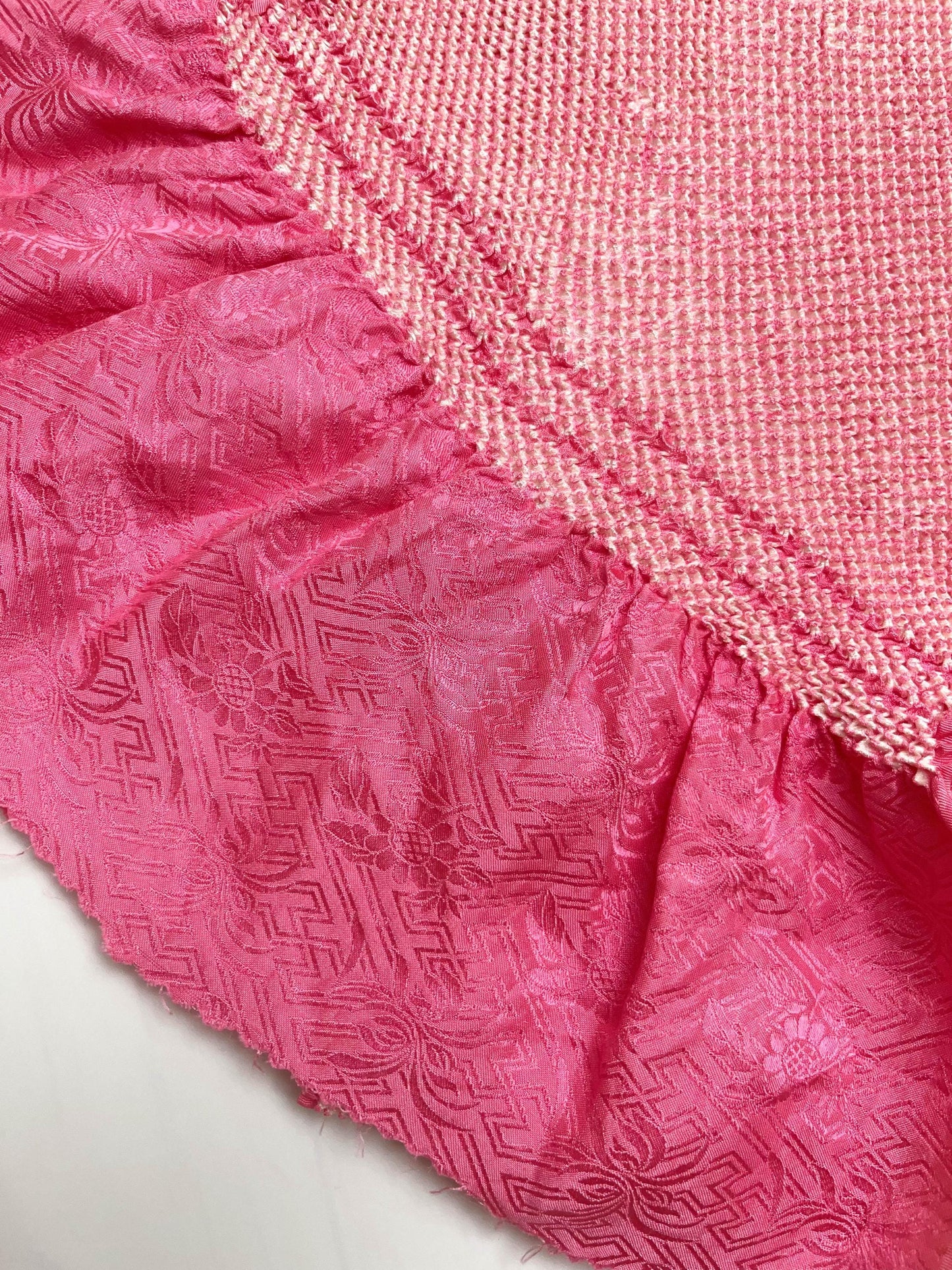 Rank A+ Vintage Pink Color Silk Obiage/ 17B