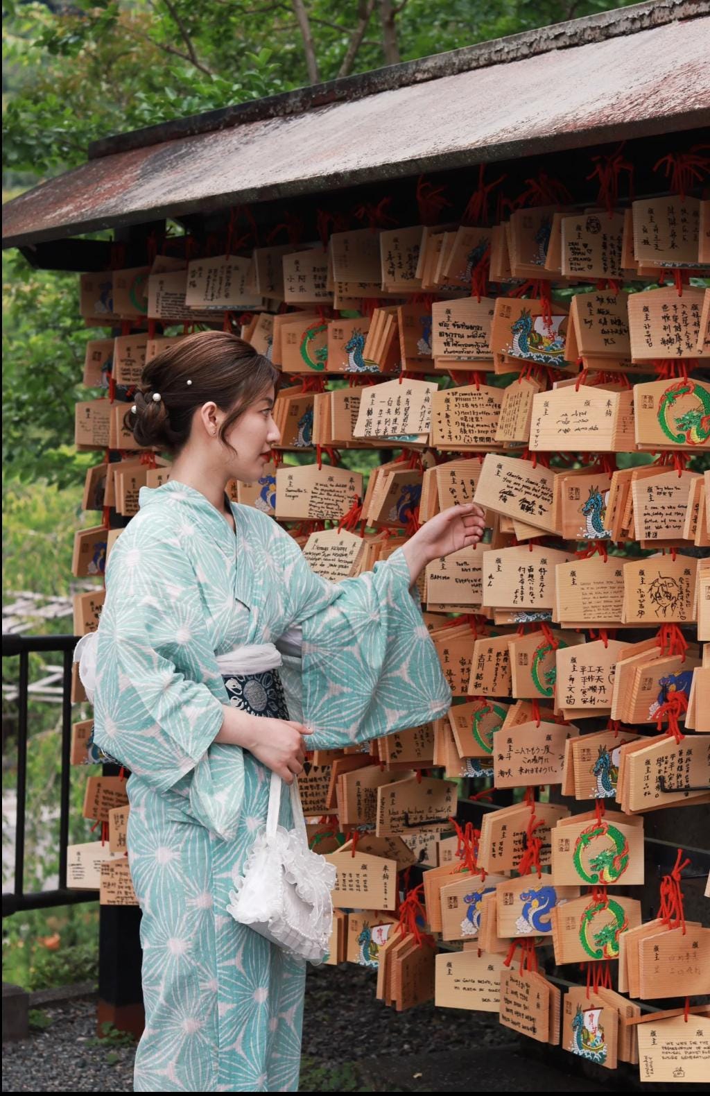 Japanese Floral Yukata Set with Easy Wearing Obi, JL019