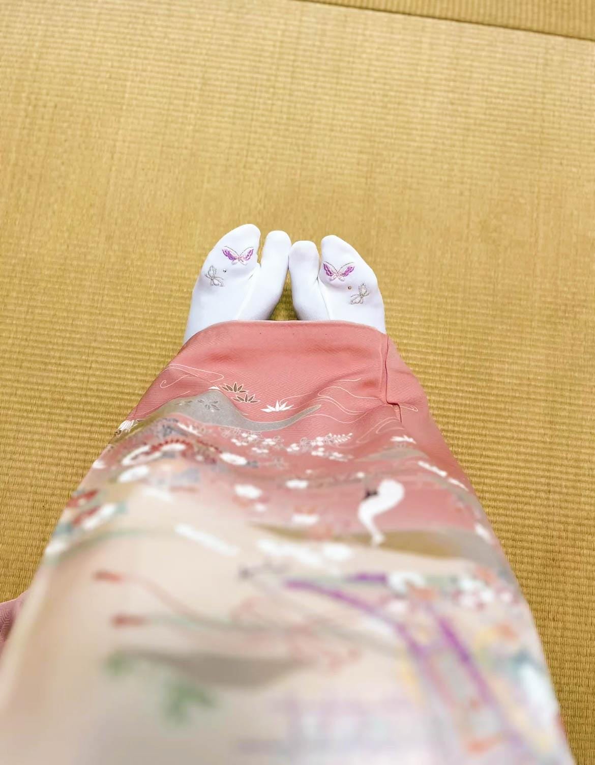 Flexible Tabi Socks, Polyester White Tabi Socks with Embroidery, EU34-35/36-39
