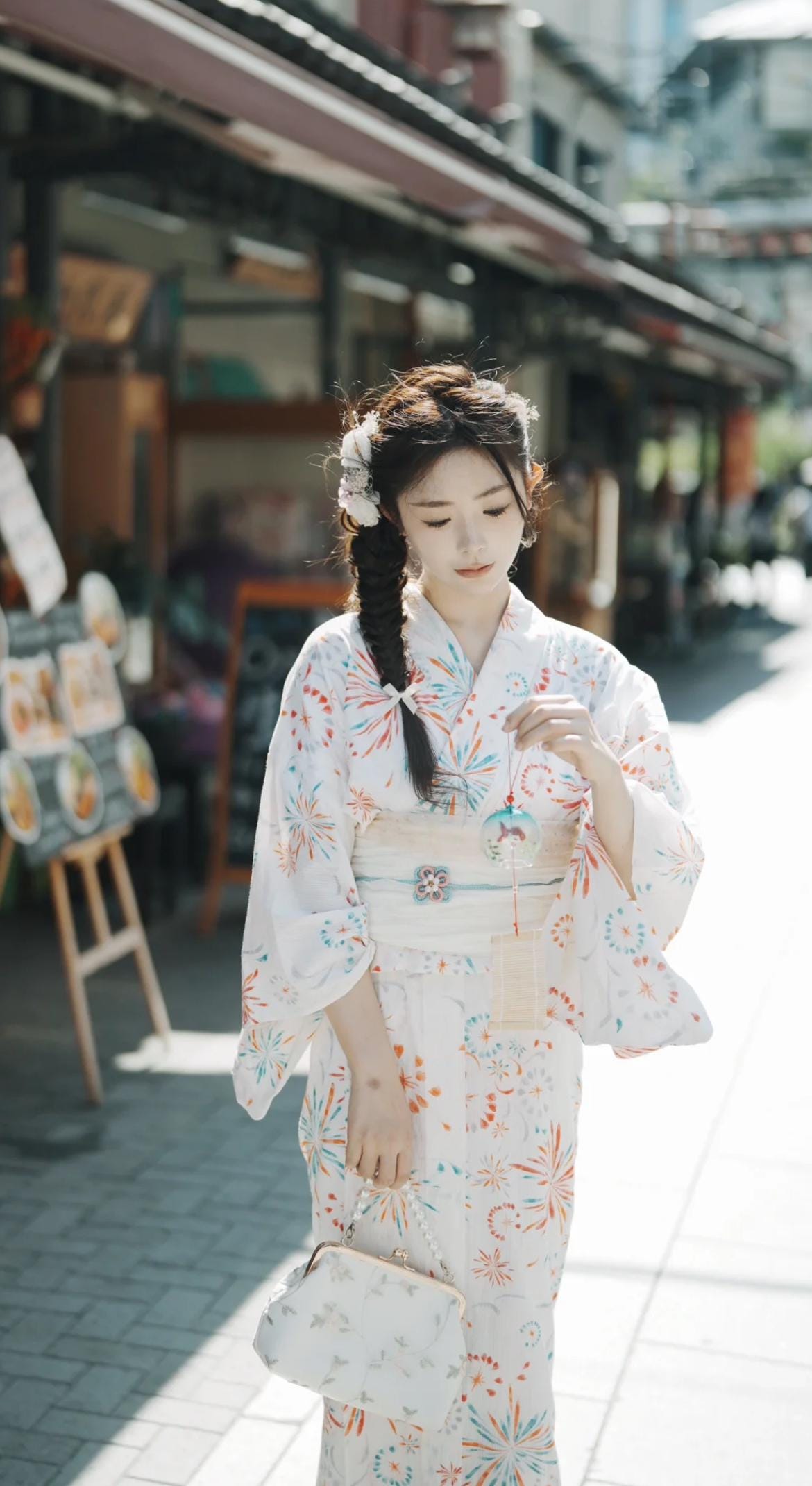 Cute Floral Objime/ Blue Obijime / Japanese Kimono Cord / Obijime Cord / Japanese Kimono Accessories/ Obi Fastener