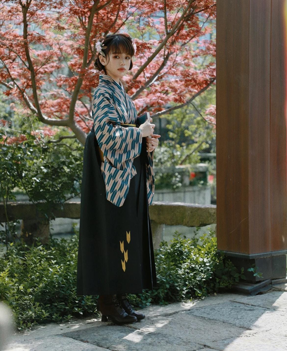 Custom-fit Arrow Pattern Kimono (Kofurisode/Komon Kimono/Furisode)
