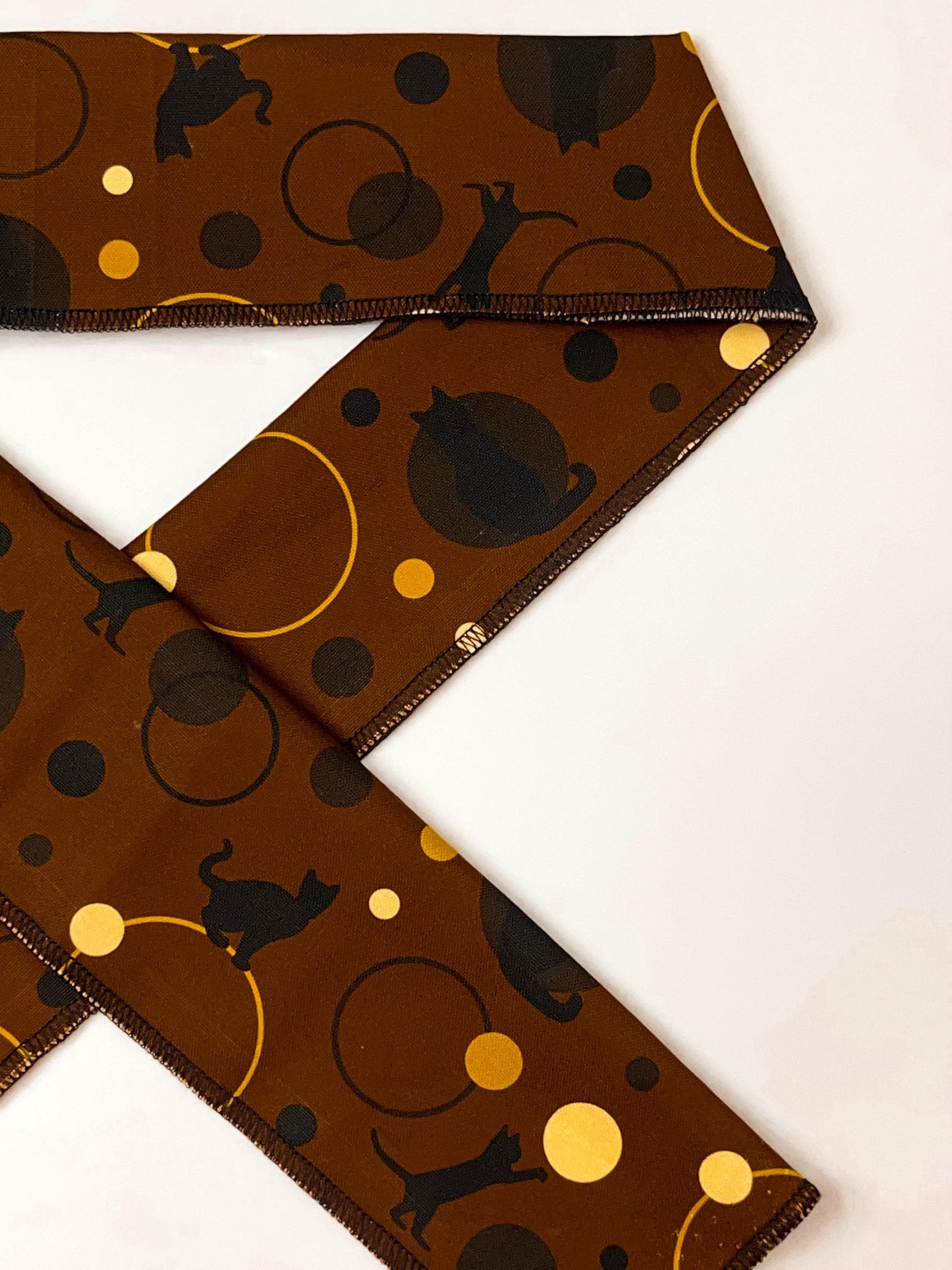 Brown Cat Pattern Han-eri Collar, Cat Kimono Collar, Japanese Han-eri Collar