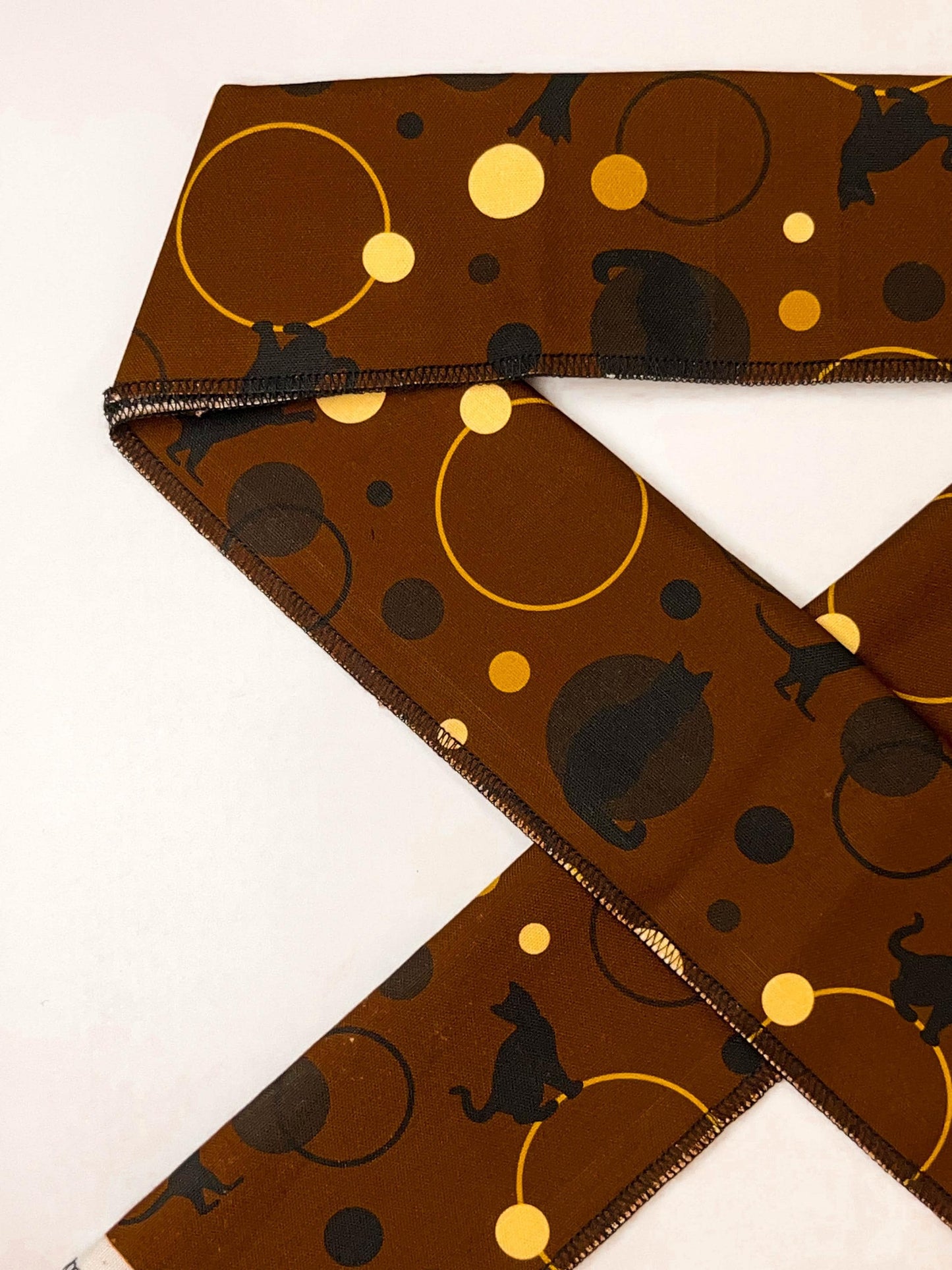 Brown Cat Pattern Han-eri Collar, Cat Kimono Collar, Japanese Han-eri Collar