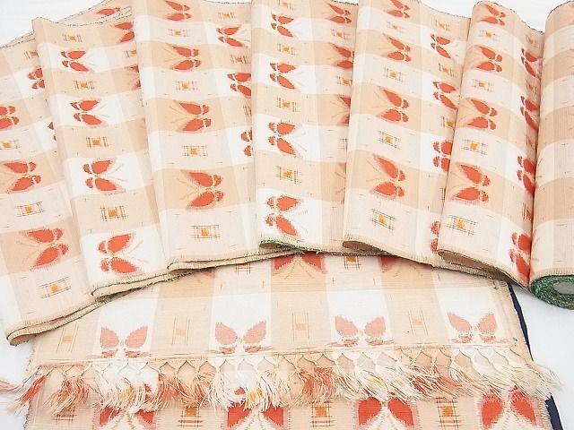 Japanese Tsumugi Silk Kimono Fabric Bolt: Butterfly Pattern