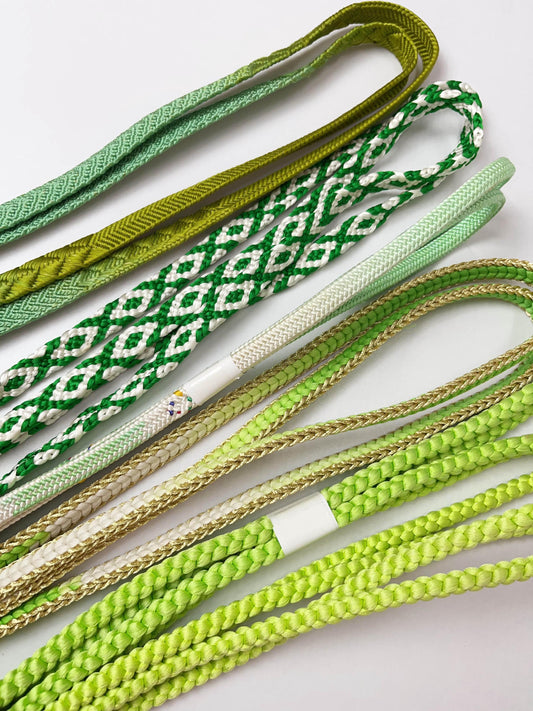Green Silk Kimono Obijime Cord Accessory (Q7)