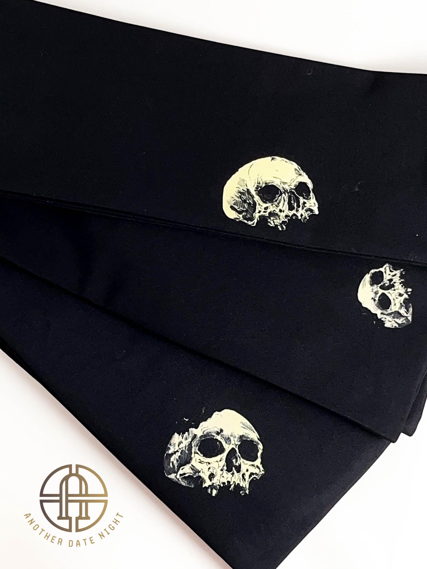 Skull Pattern Hanhaba Obi Belt+ Kuri Bird Kimono